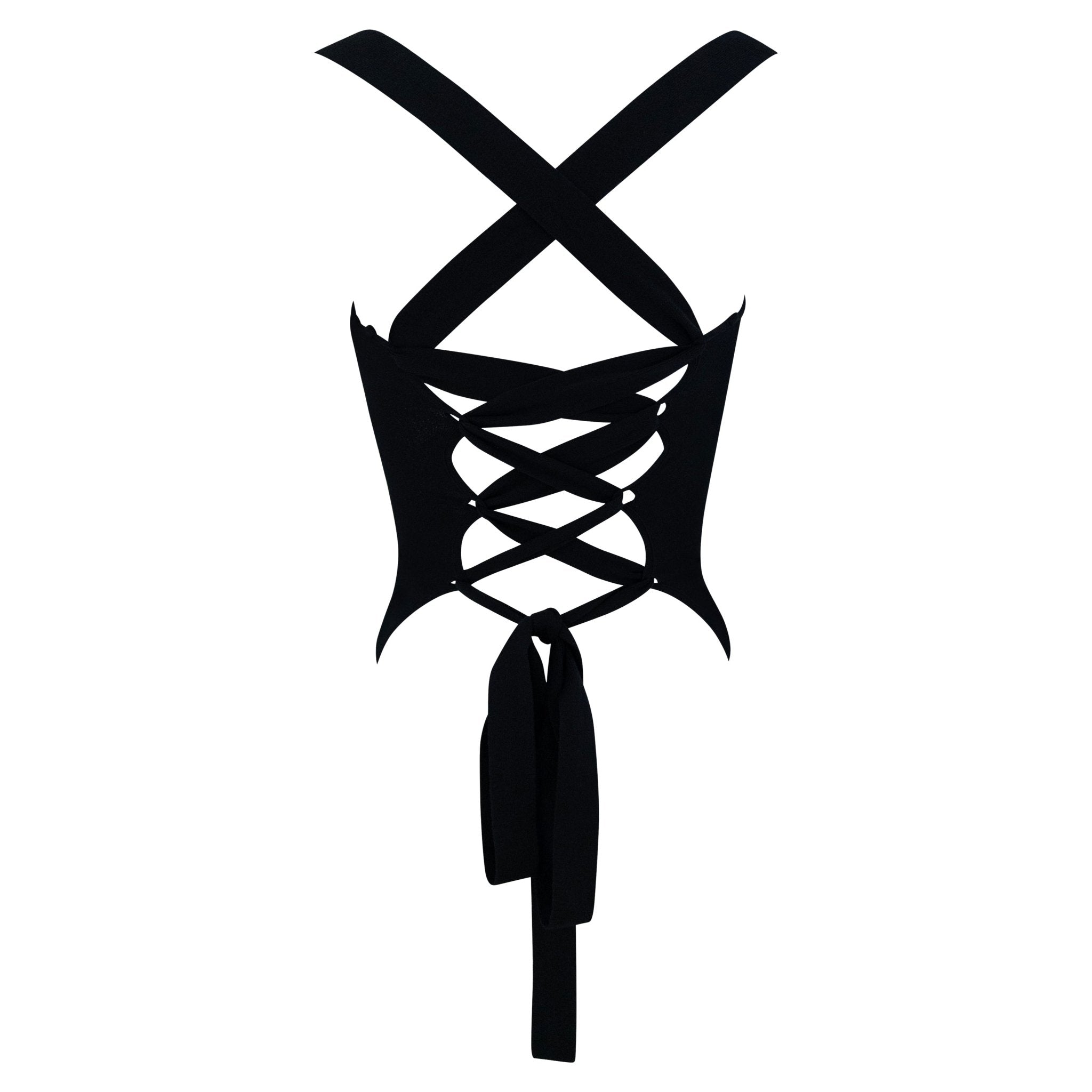 NWT S/S 2003 Dolce & Gabbana Black Knit Backless Lace - Up Tank Top - RealList