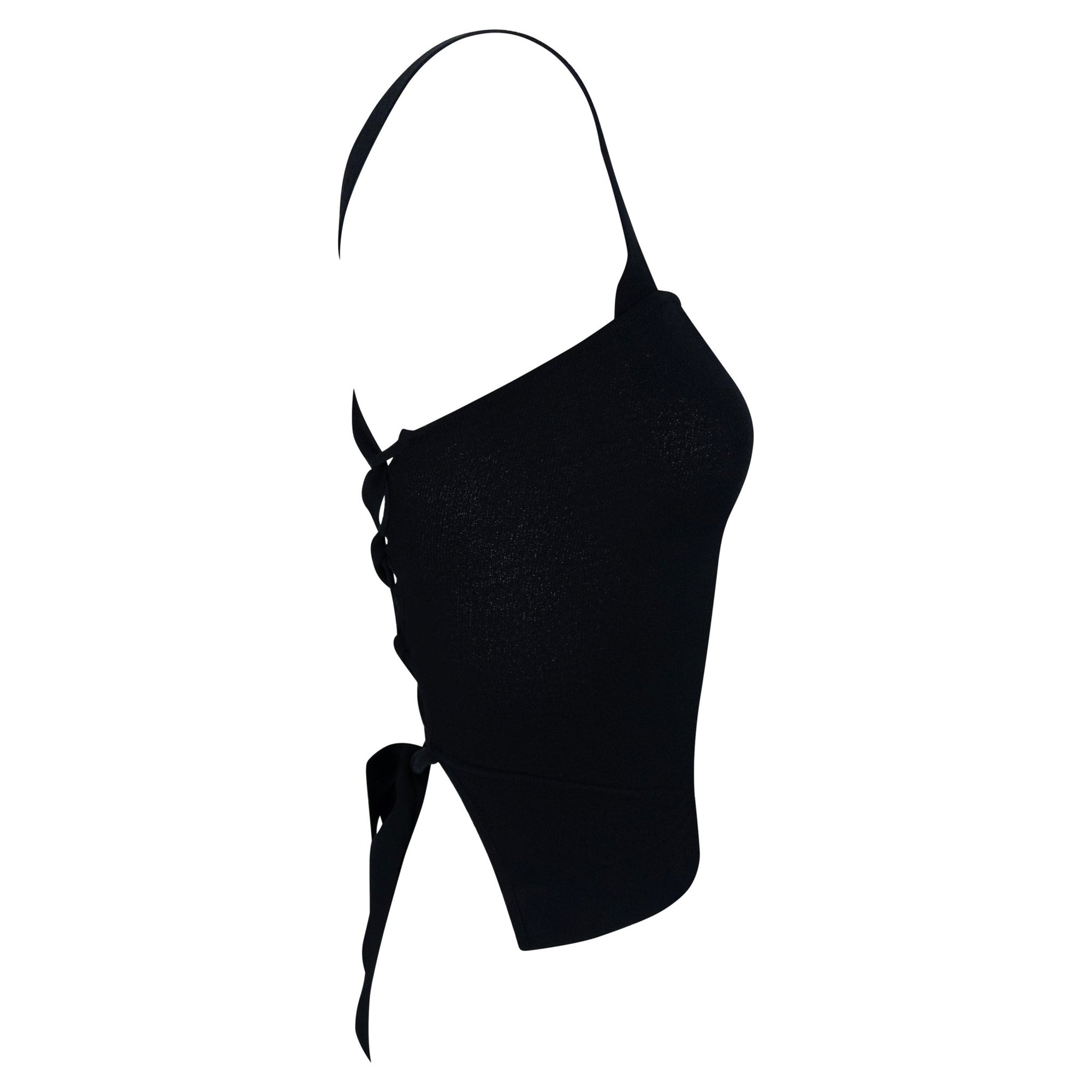 NWT S/S 2003 Dolce & Gabbana Black Knit Backless Lace - Up Tank Top - RealList