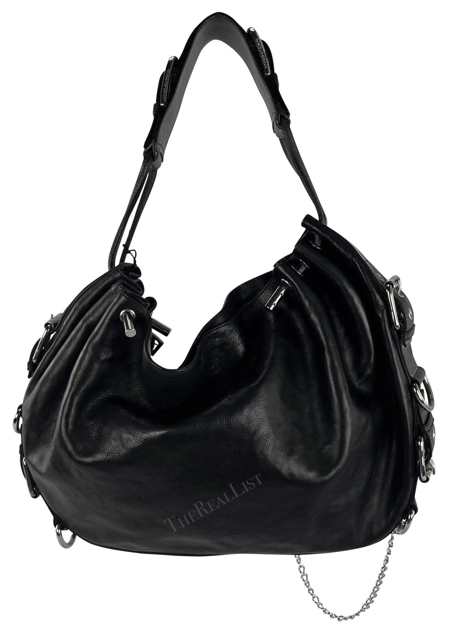 NWT S/S 2003 Dolce & Gabbana Studded Leather Punk Chain Large Tote Shoulder Bag - RealList