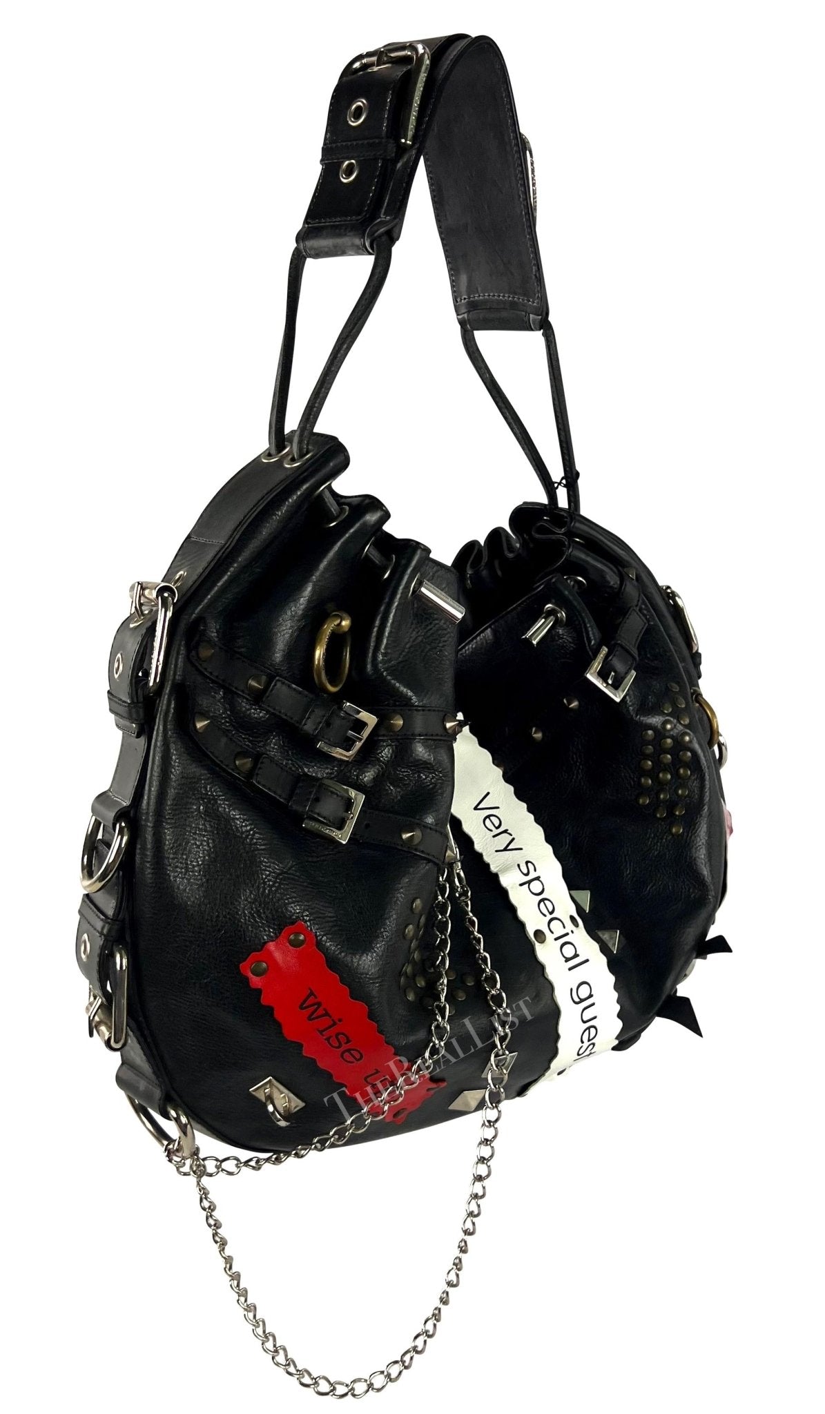 NWT S/S 2003 Dolce & Gabbana Studded Leather Punk Chain Large Tote Shoulder Bag - RealList