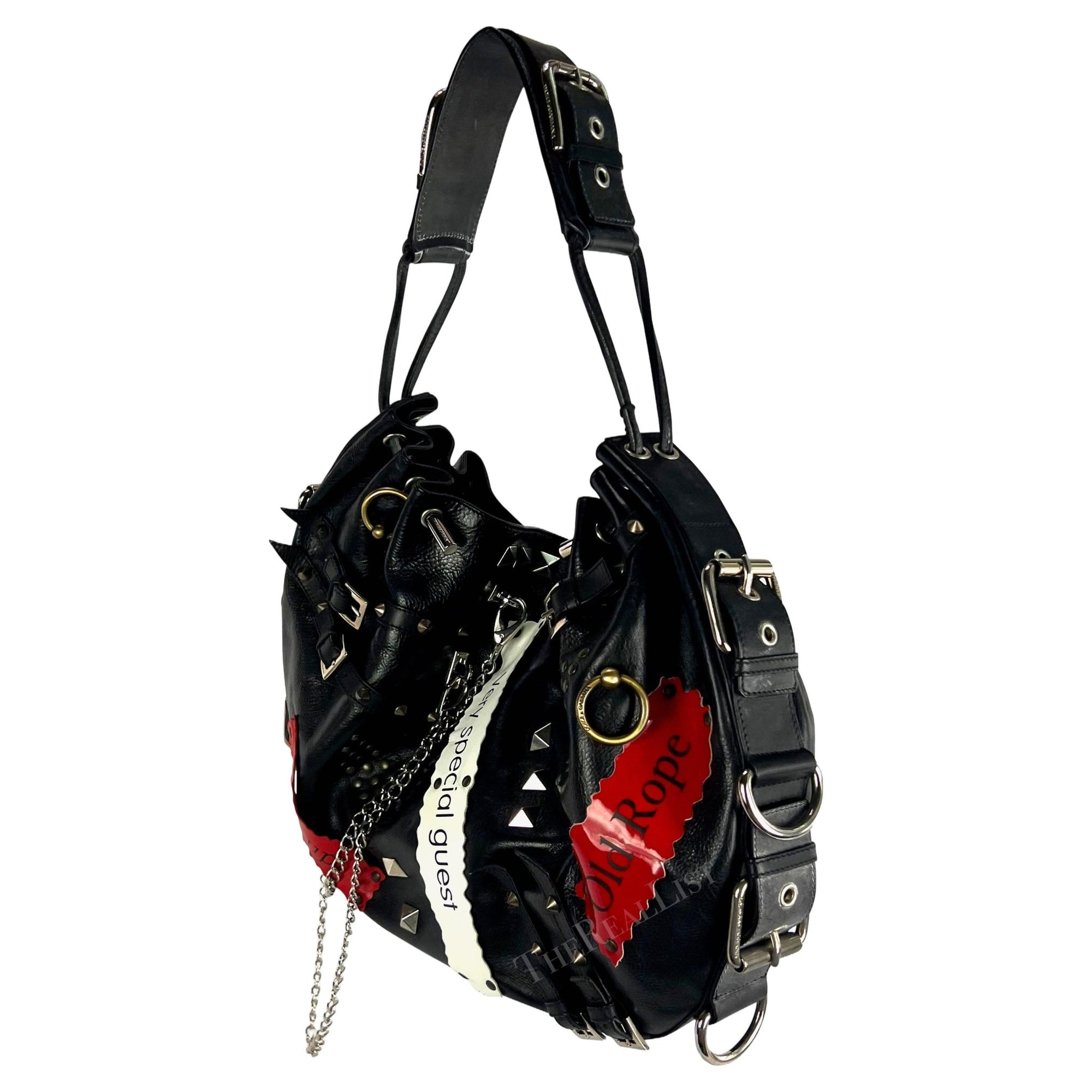 NWT S/S 2003 Dolce & Gabbana Studded Leather Punk Chain Large Tote Shoulder Bag - RealList