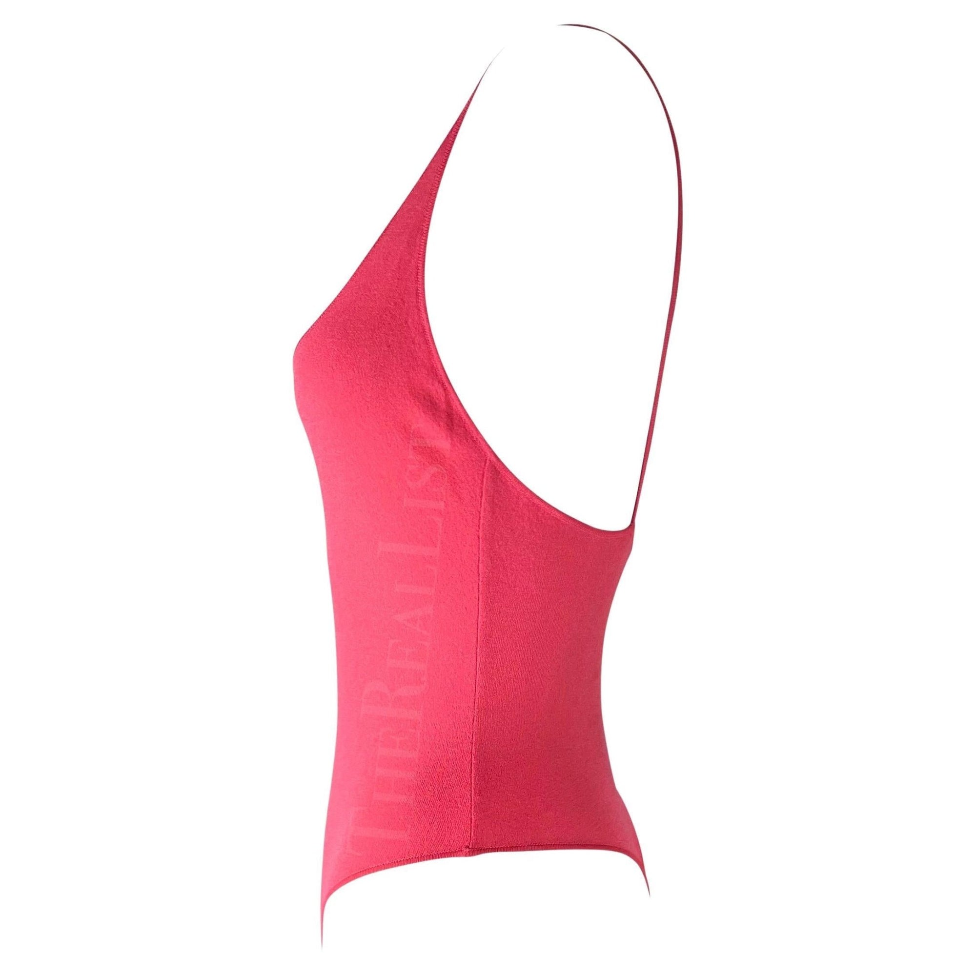 NWT S/S 2003 Gianni Versace by Donatella Runway Neon Pink Stretch Bodysuit - RealList