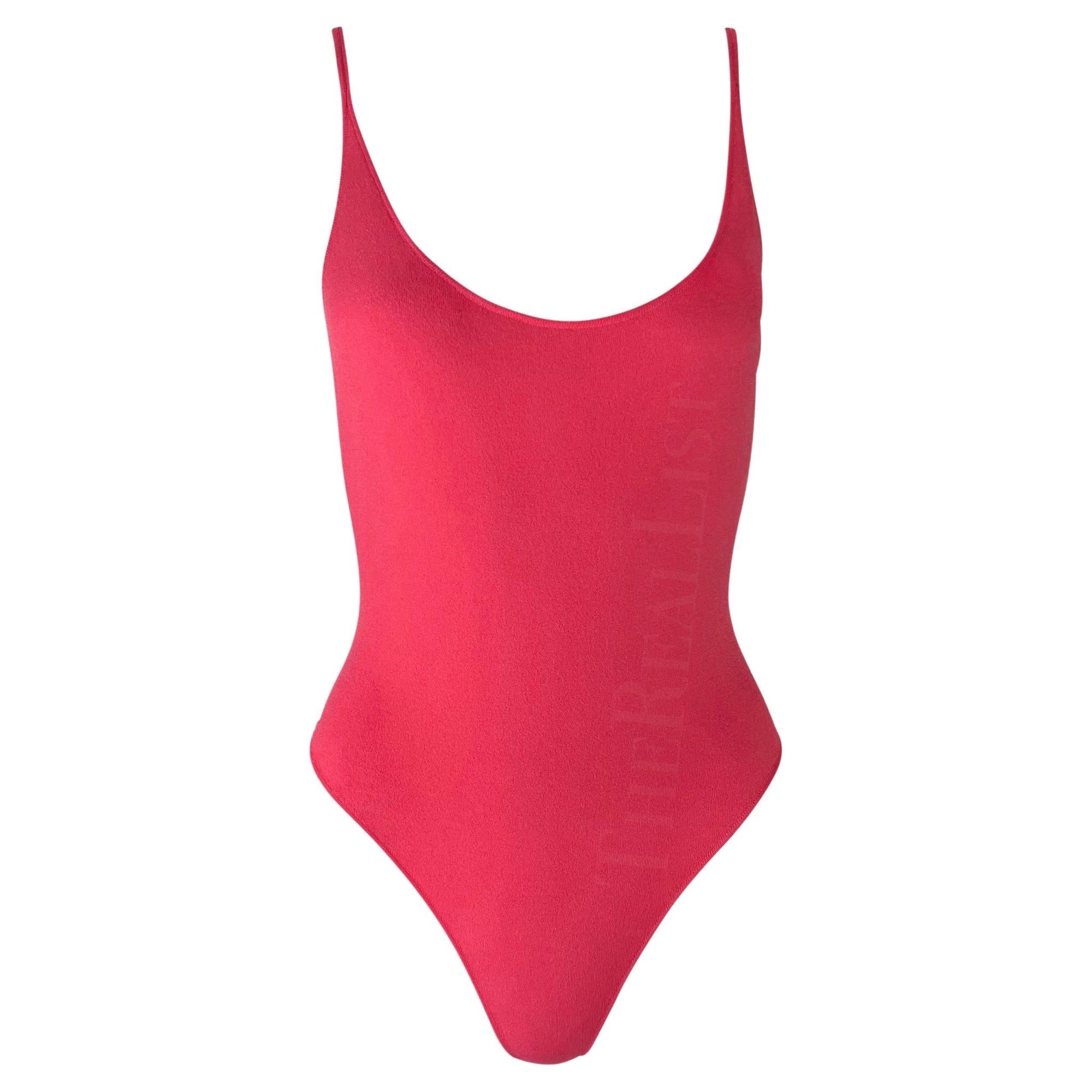 NWT S/S 2003 Gianni Versace by Donatella Runway Neon Pink Stretch Bodysuit - RealList
