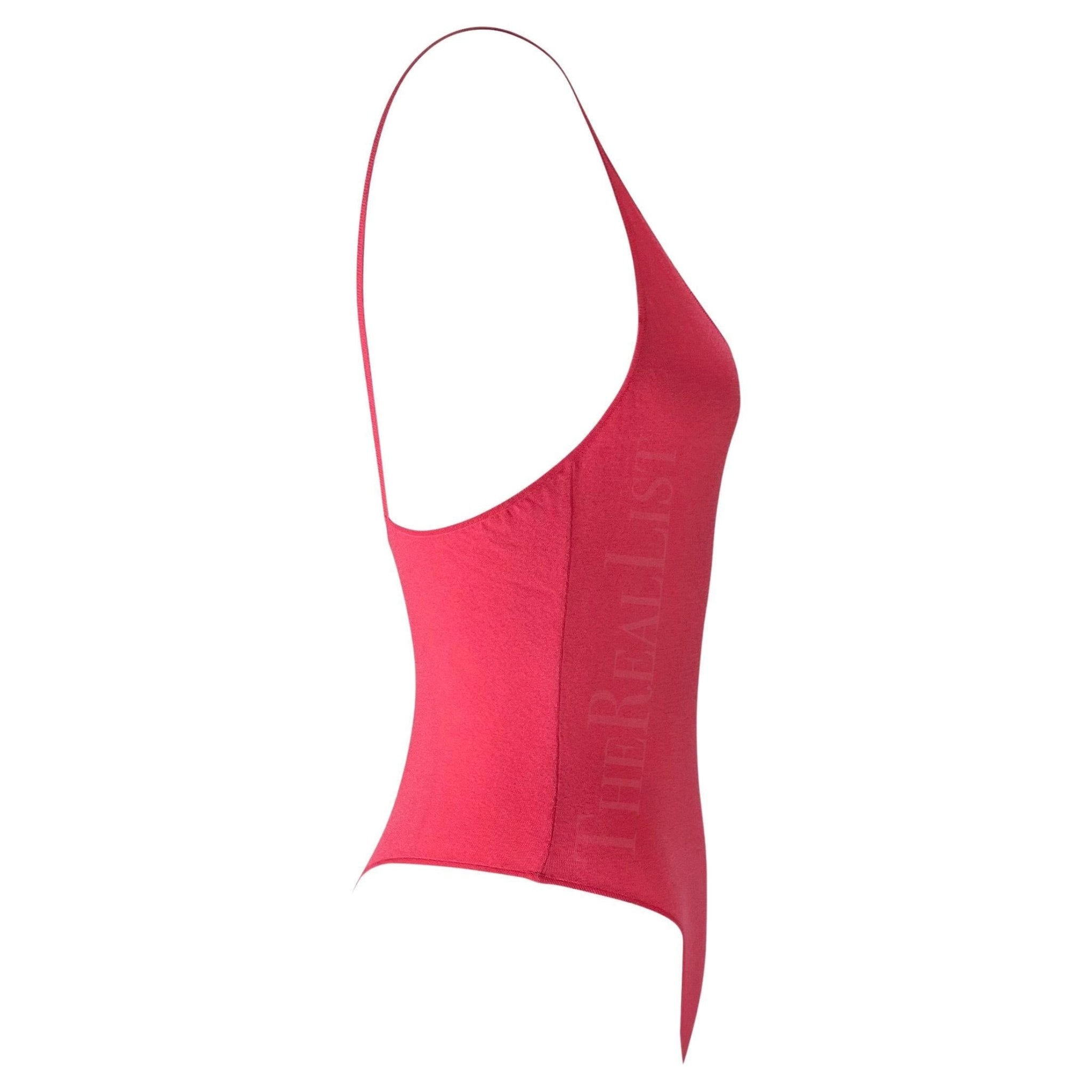 NWT S/S 2003 Gianni Versace by Donatella Runway Neon Pink Stretch Bodysuit - RealList