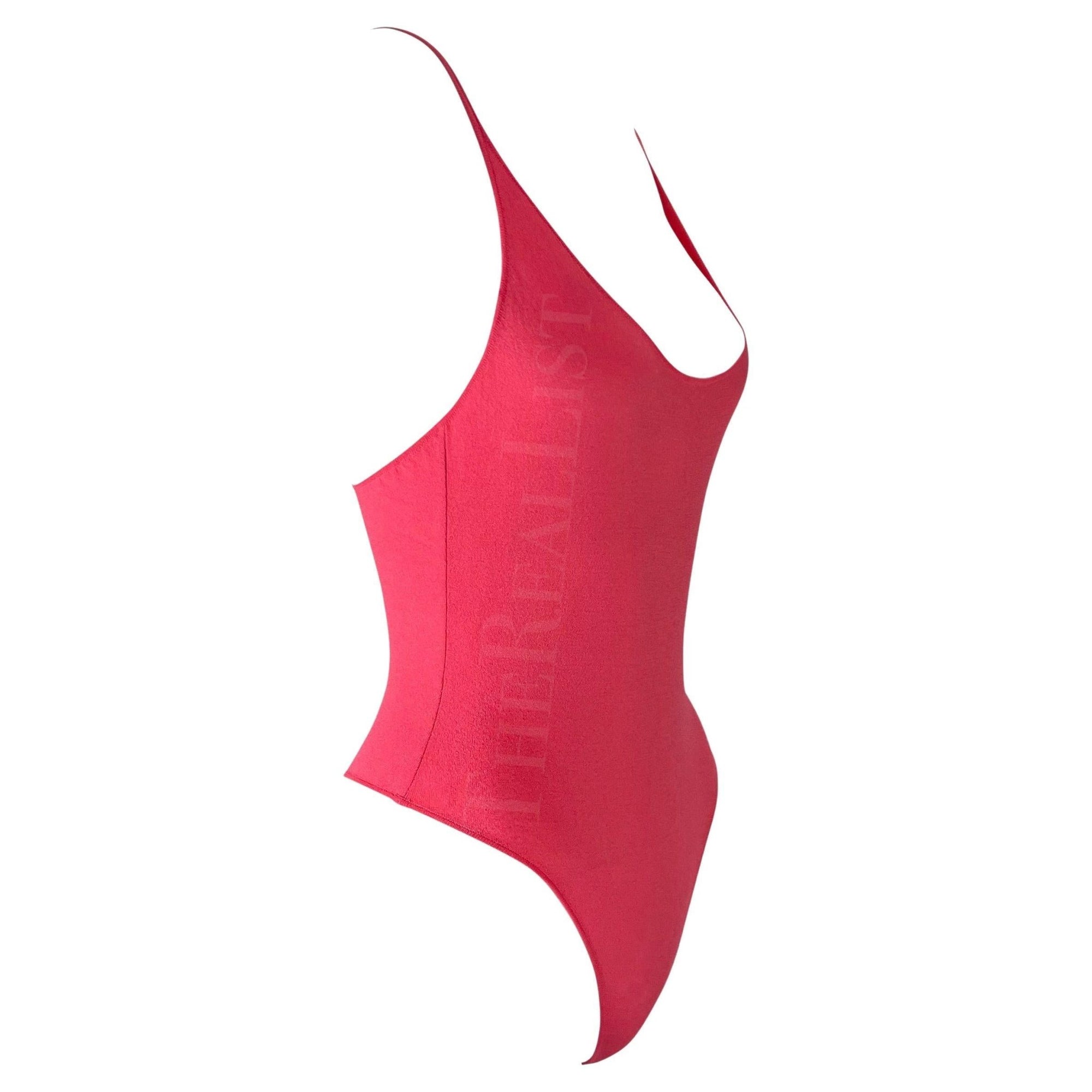 NWT S/S 2003 Gianni Versace by Donatella Runway Neon Pink Stretch Bodysuit - RealList