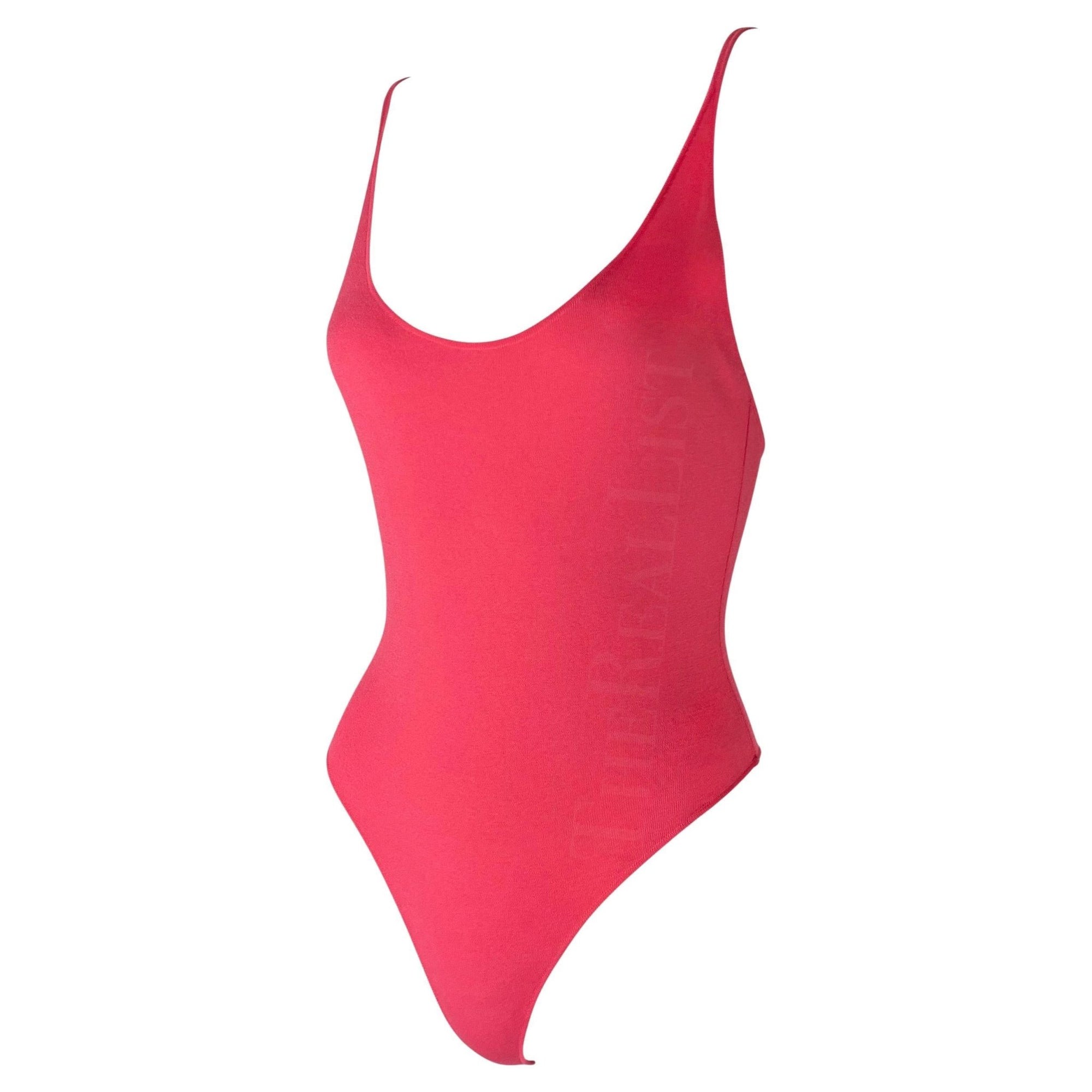 NWT S/S 2003 Gianni Versace by Donatella Runway Neon Pink Stretch Bodysuit - RealList