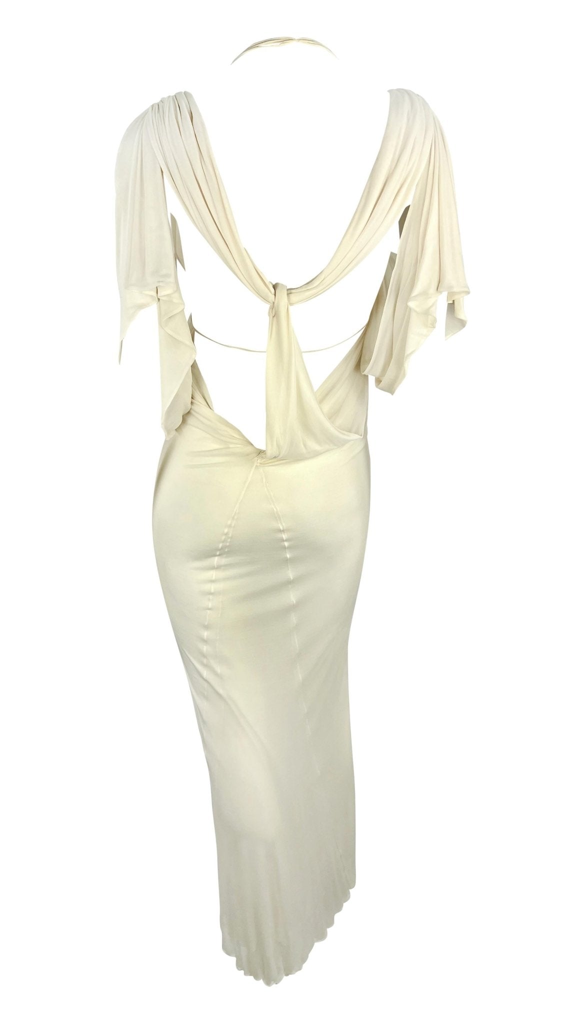 NWT S/S 2003 Gucci by Tom Ford Prototype Off - White Sheer Chiffon Ruched Gown - RealList