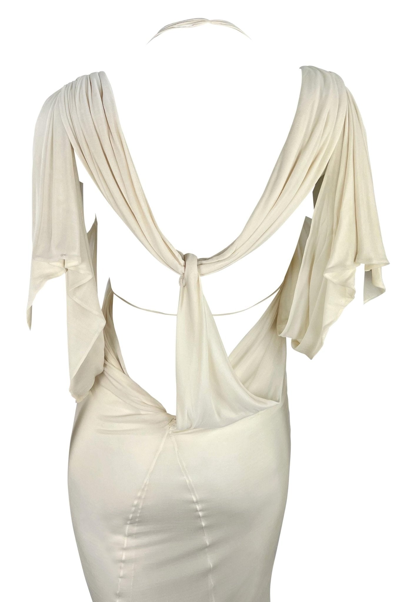 NWT S/S 2003 Gucci by Tom Ford Prototype Off - White Sheer Chiffon Ruched Gown - RealList