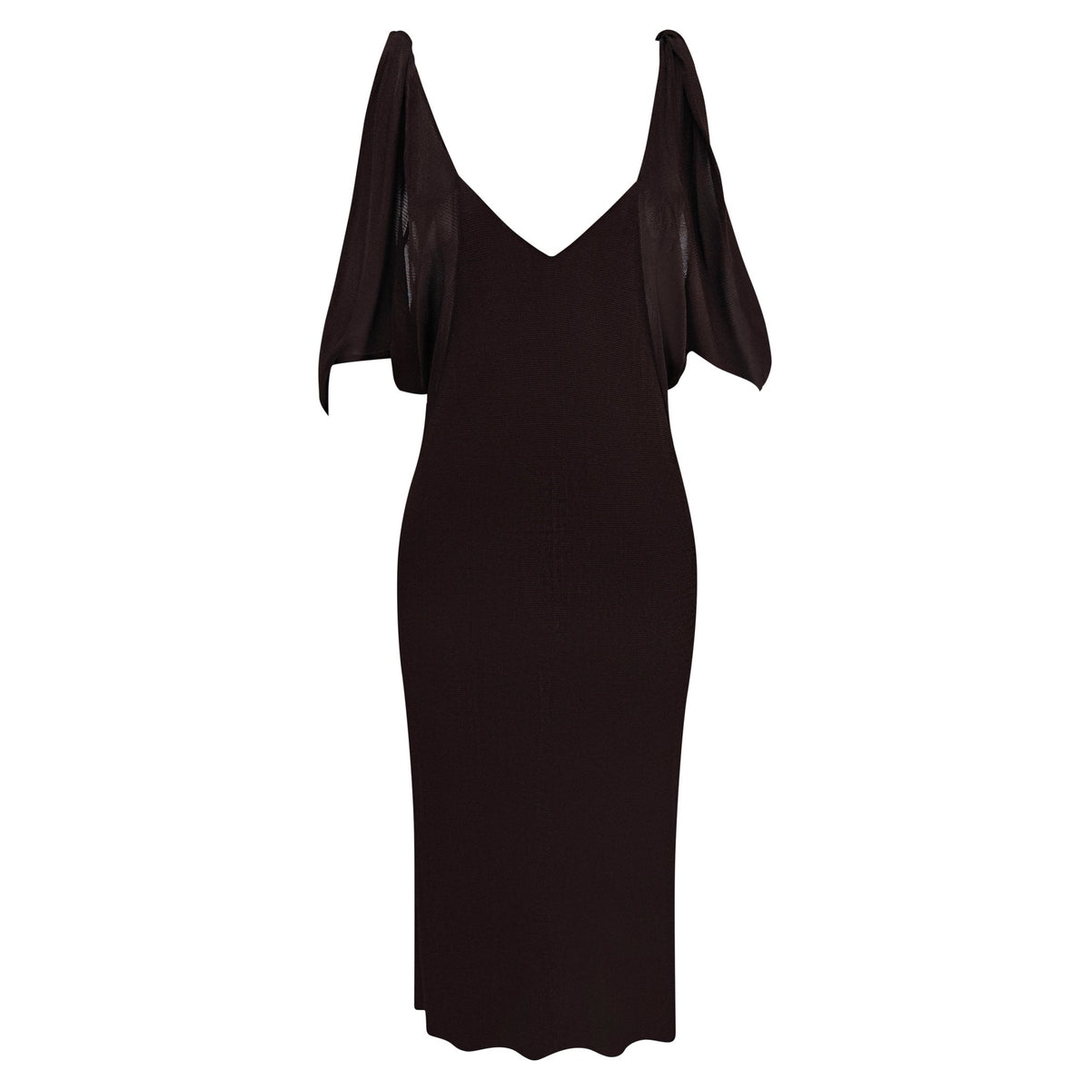 NWT S/S 2003 Gucci by Tom Ford Sheer Brown Stretch Viscose Plunging Dress - RealList