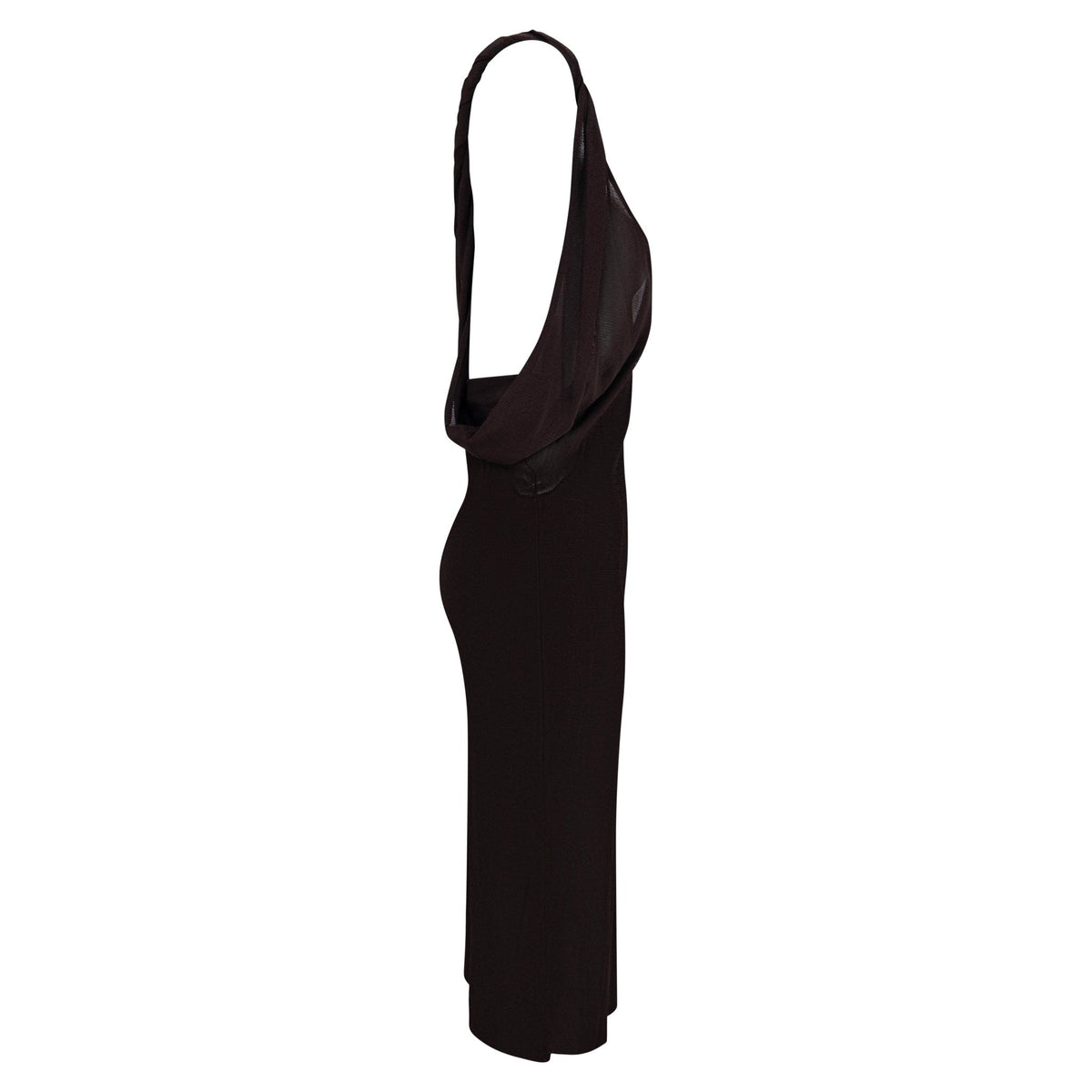 NWT S/S 2003 Gucci by Tom Ford Sheer Brown Stretch Viscose Plunging Dress - RealList