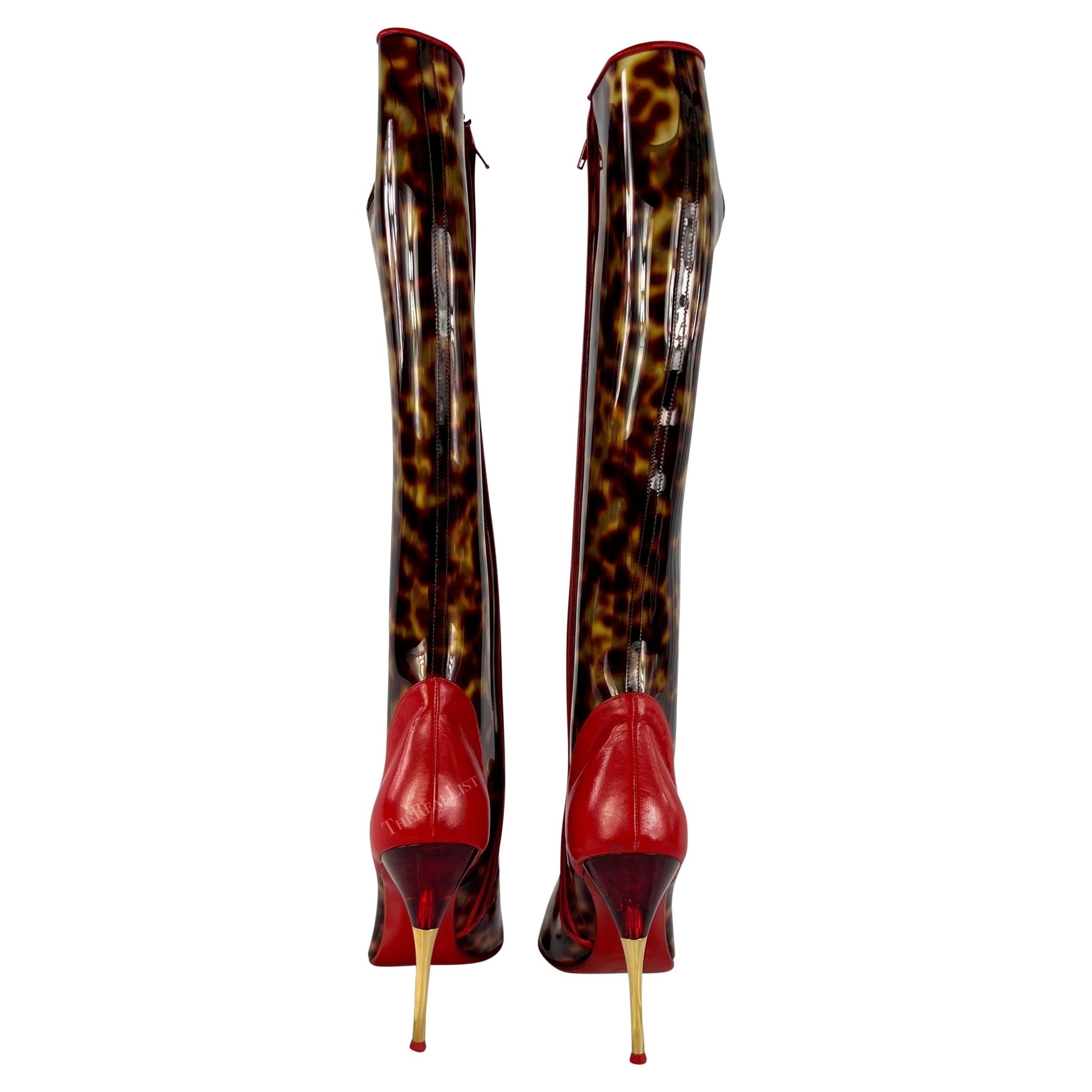 NWT S/S 2003 Roberto Cavalli Cheetah Print PVC Transparent Boots Size 39 - RealList