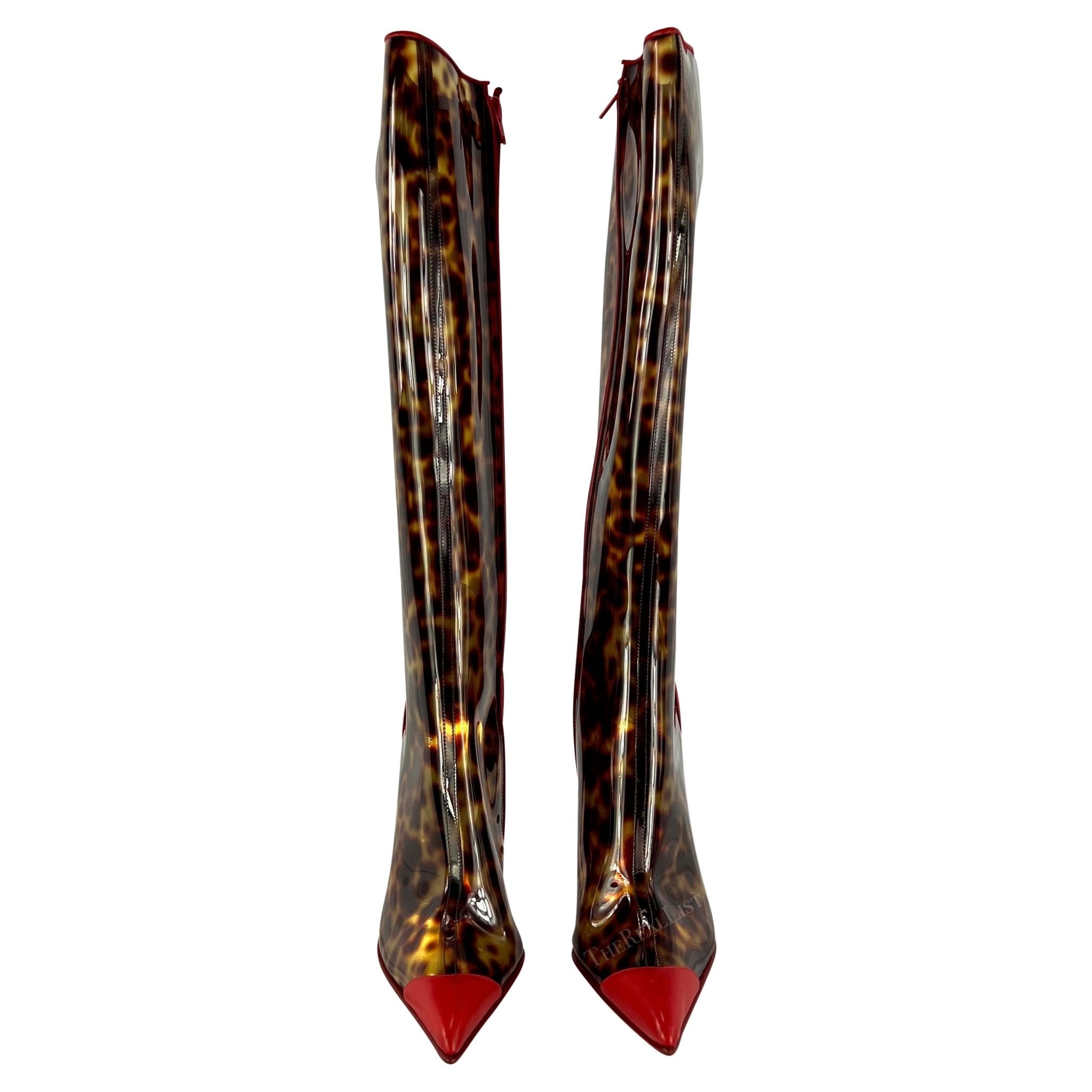 NWT S/S 2003 Roberto Cavalli Cheetah Print PVC Transparent Boots Size 39 - RealList