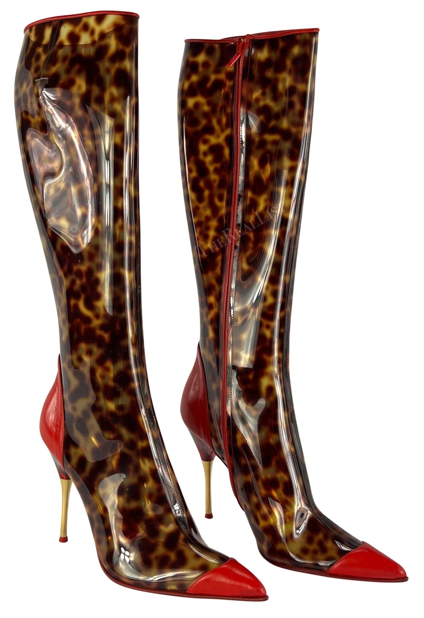 NWT S/S 2003 Roberto Cavalli Cheetah Print PVC Transparent Boots Size 39 - RealList