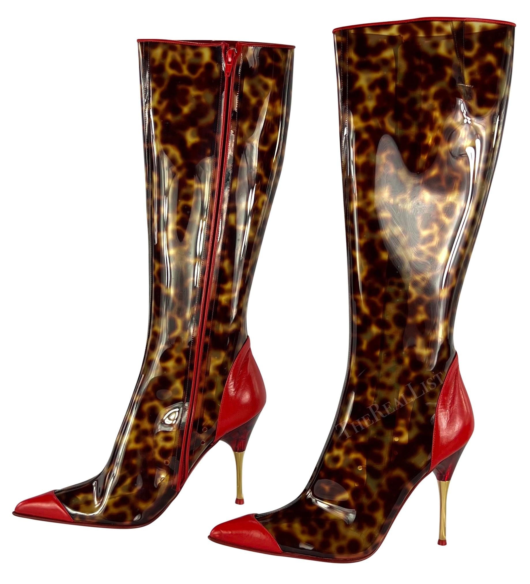 NWT S/S 2003 Roberto Cavalli Cheetah Print PVC Transparent Boots Size 39 - RealList