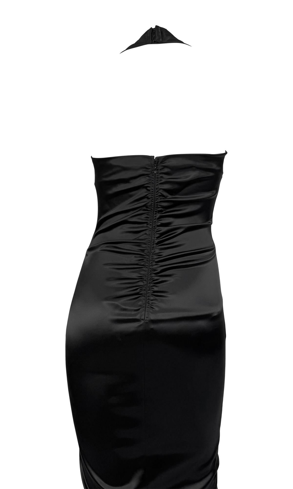 NWT S/S 2004 Dolce & Gabbana Black Corset Lace - Up Bodycon Halter Dress - RealList