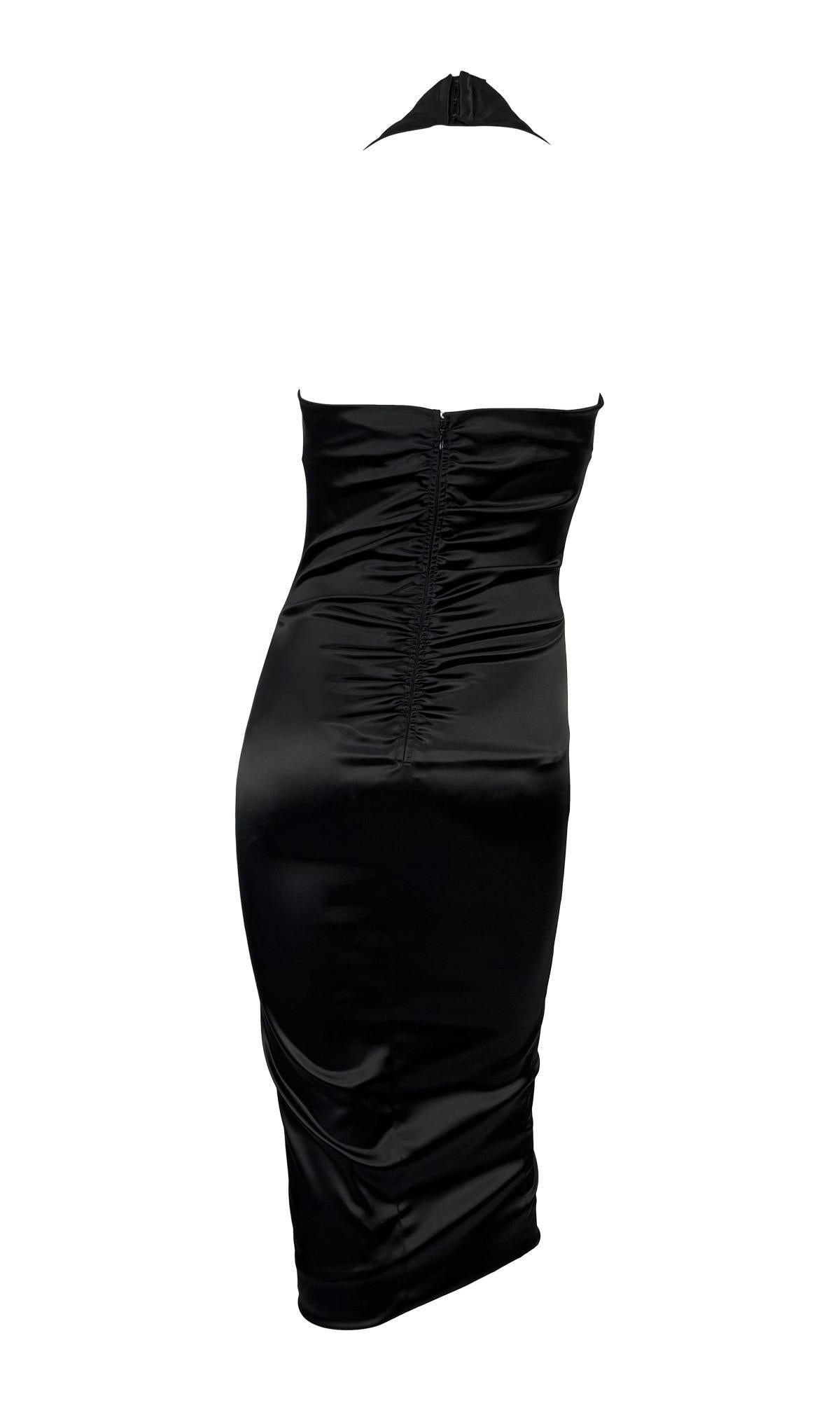 NWT S/S 2004 Dolce & Gabbana Black Corset Lace - Up Bodycon Halter Dress - RealList