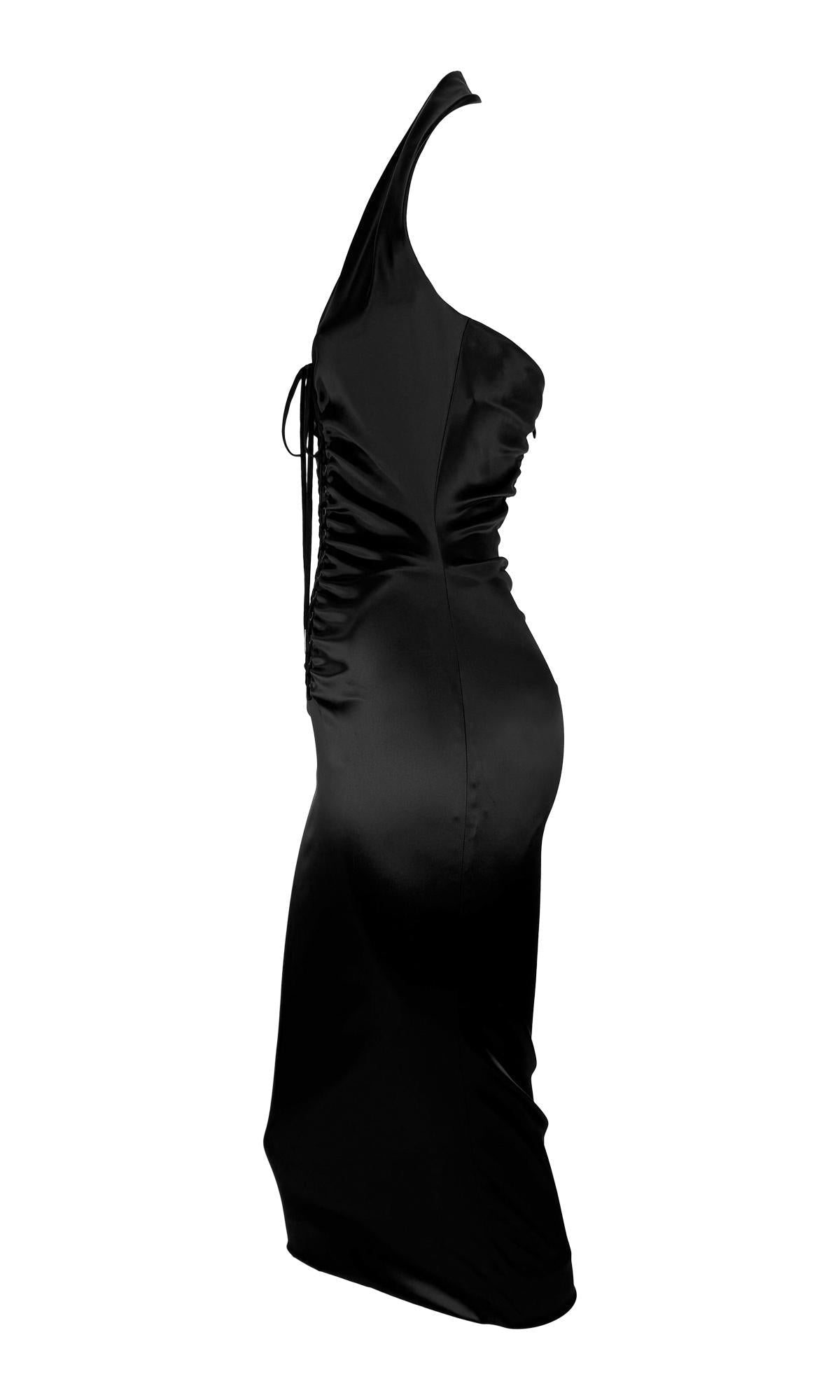 NWT S/S 2004 Dolce & Gabbana Black Corset Lace - Up Bodycon Halter Dress - RealList