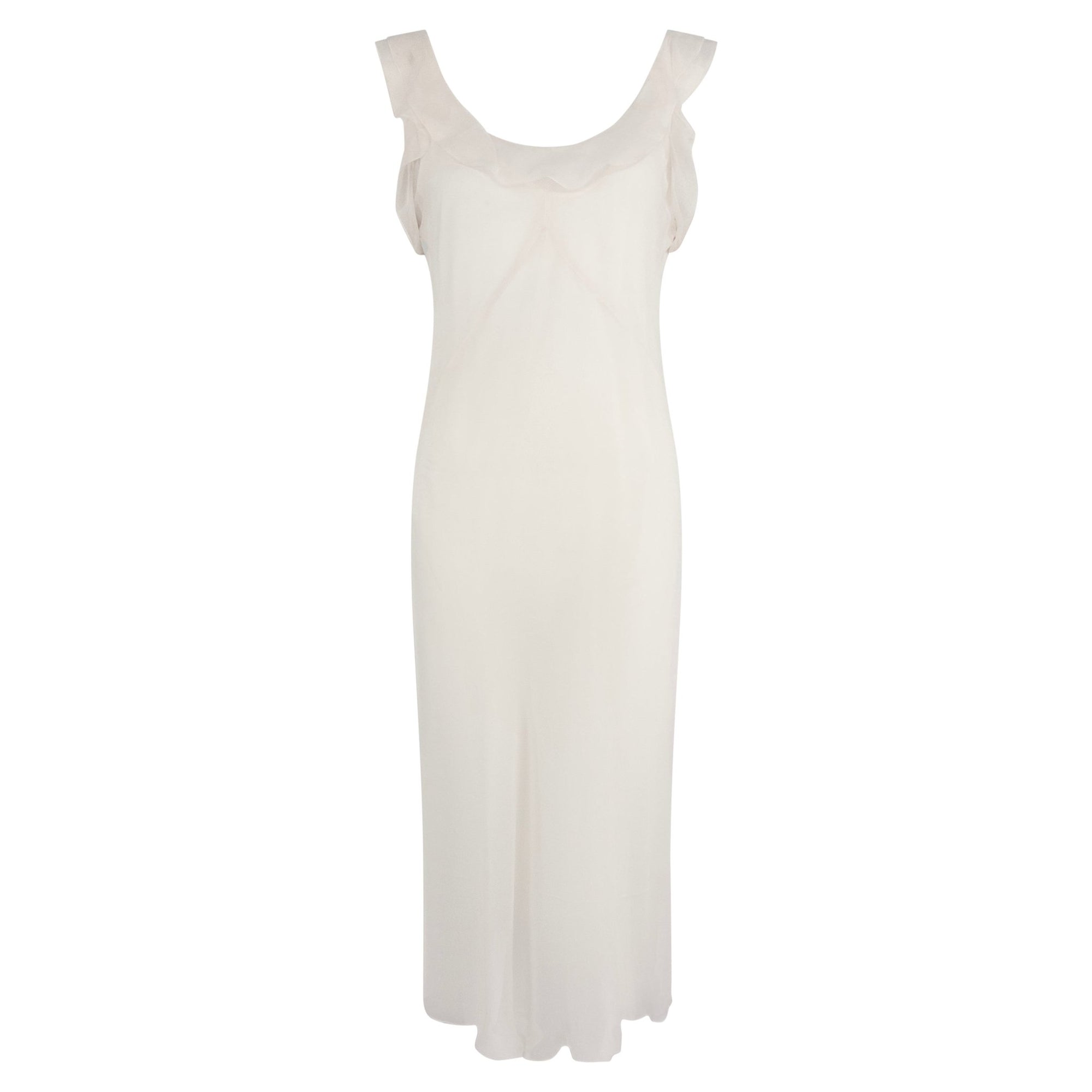 NWT S/S 2004 Jil Sander Light Pink Sheer Silk Chiffon Ruffle Dress Set - RealList