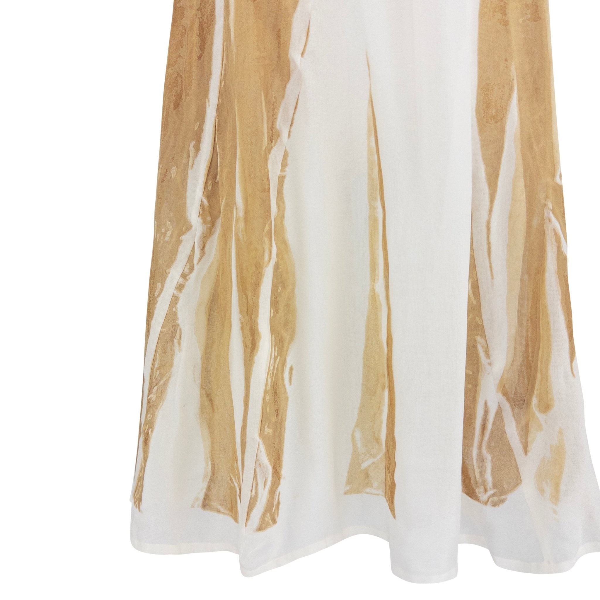 NWT S/S 2004 Jil Sander Runway Hand - Printed White Silk Dress - RealList
