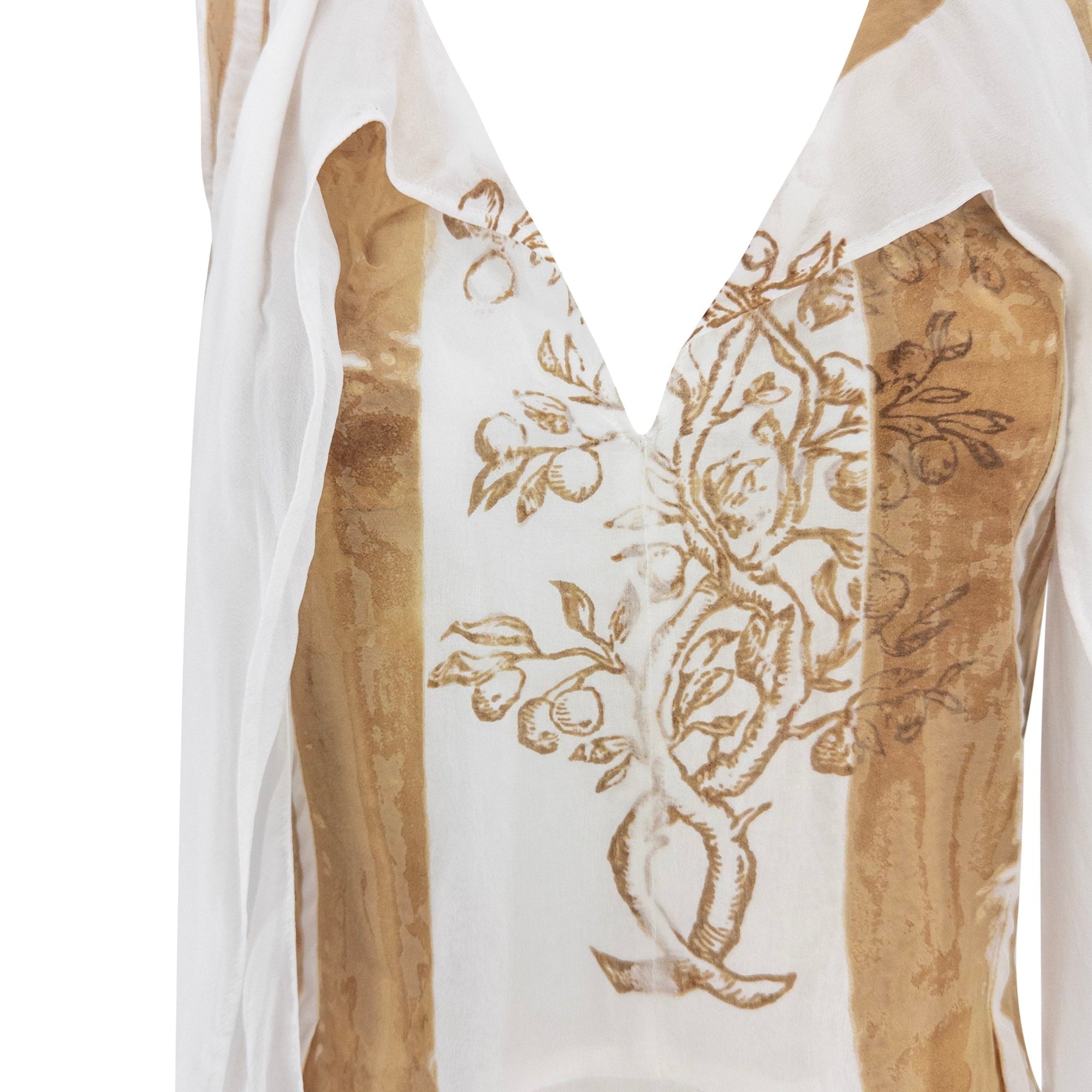 NWT S/S 2004 Jil Sander Runway Hand - Printed White Silk Dress - RealList