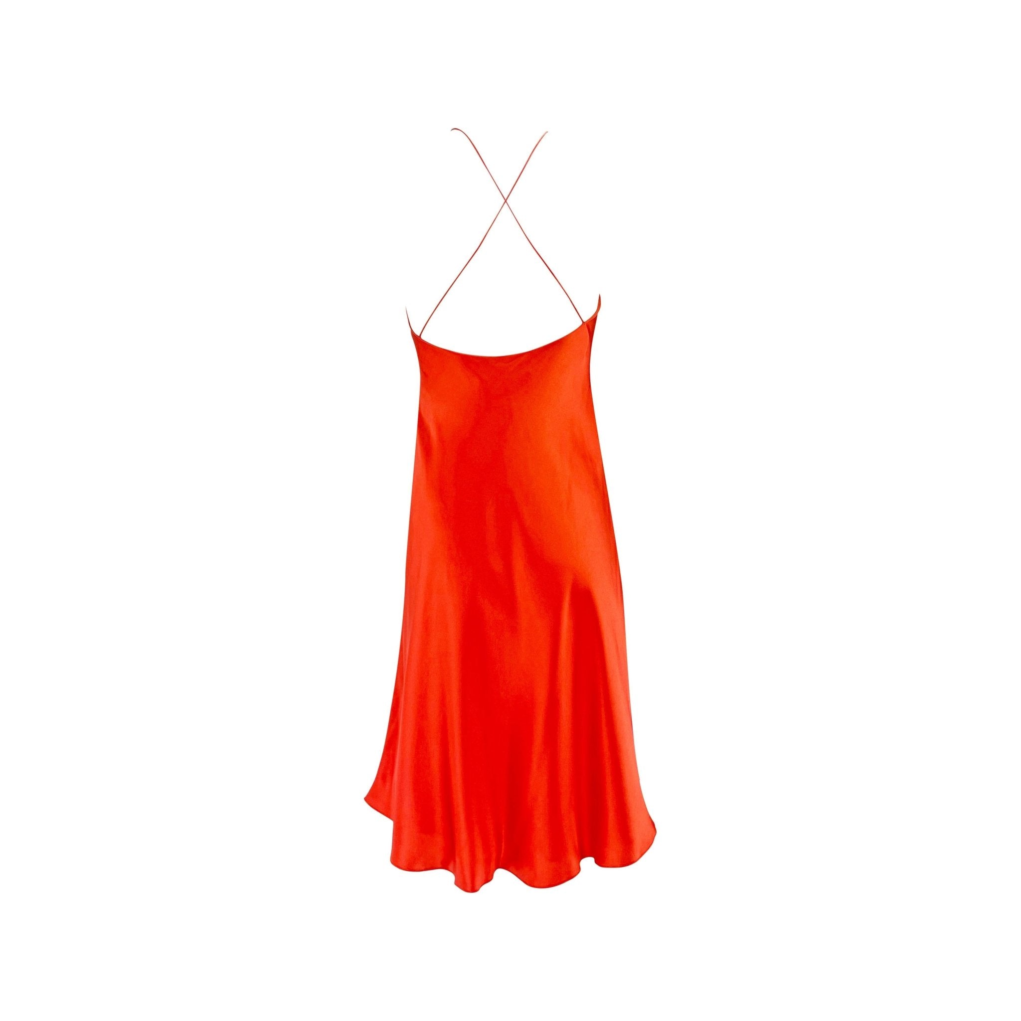 NWT S/S 2004 Ralph Lauren Orange Silk Satin Flare Sleeveless Mini Dress - RealList