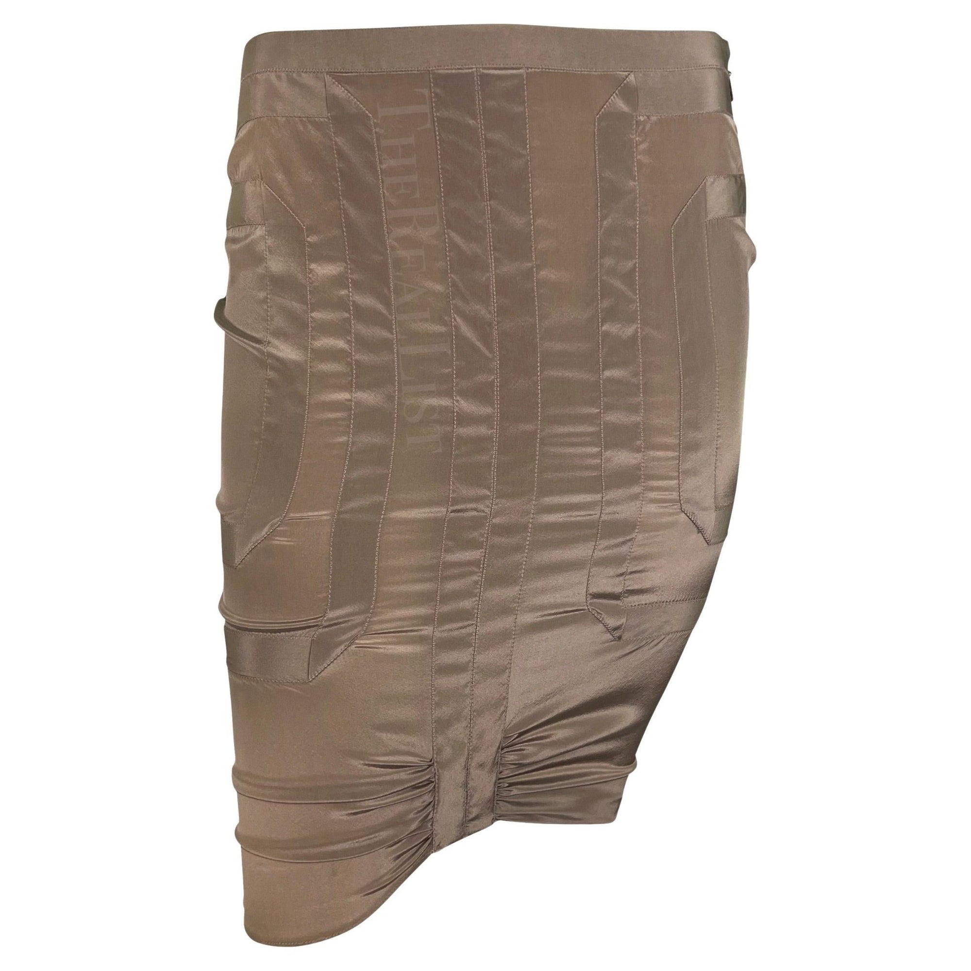 NWT S/S 2005 Gucci Taupe Panel Wiggle Pencil Skirt - RealList
