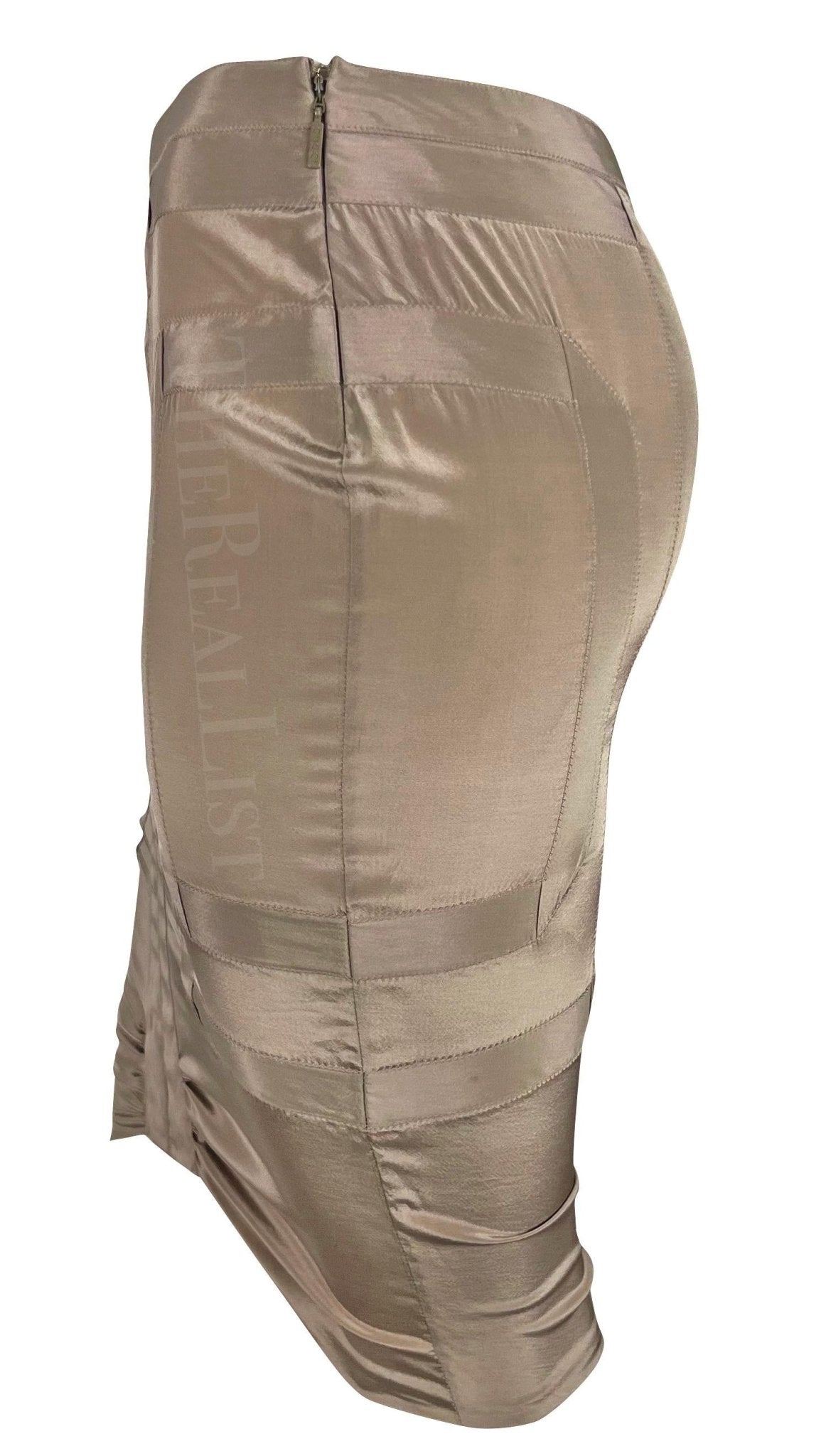 NWT S/S 2005 Gucci Taupe Panel Wiggle Pencil Skirt - RealList