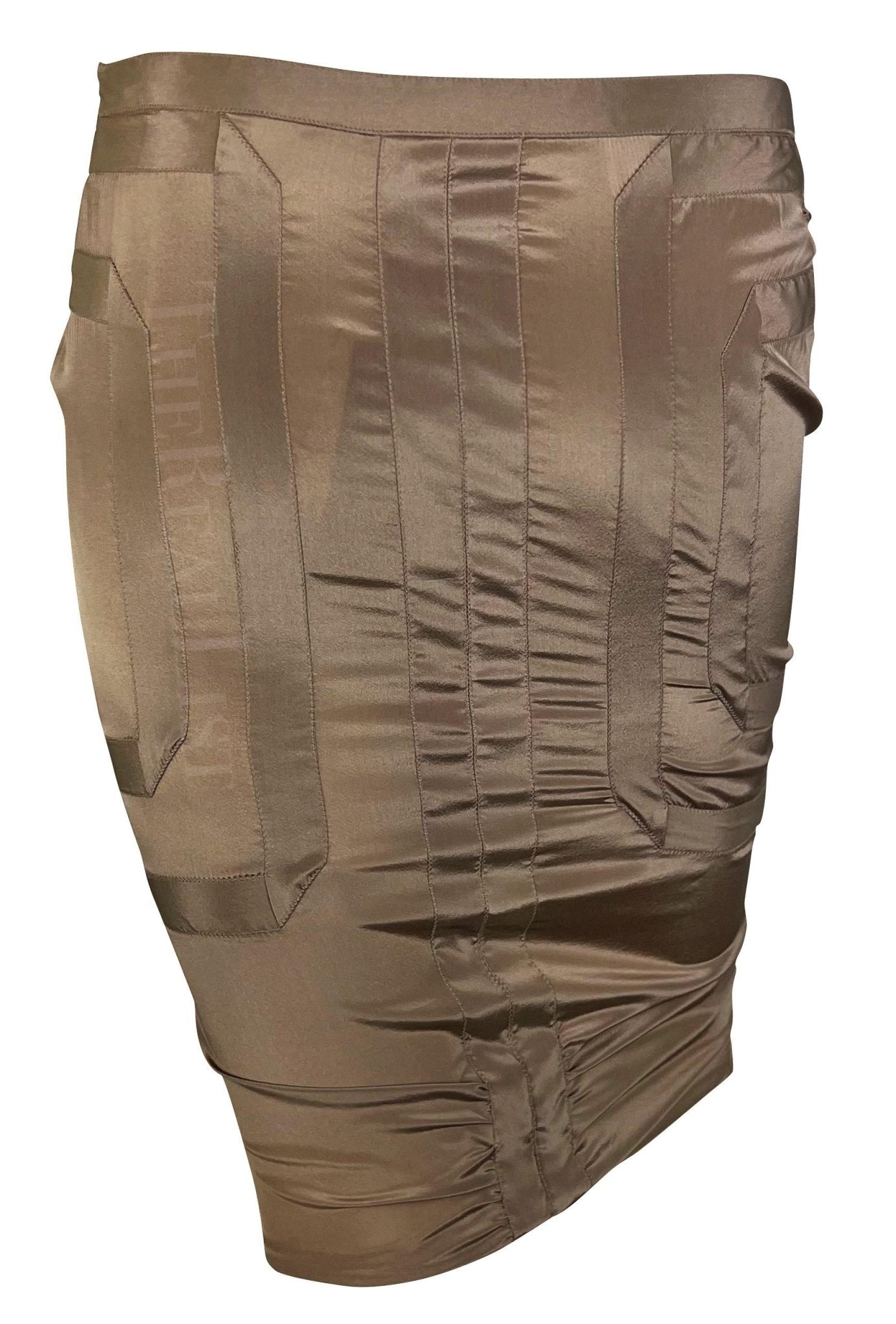 NWT S/S 2005 Gucci Taupe Panel Wiggle Pencil Skirt - RealList