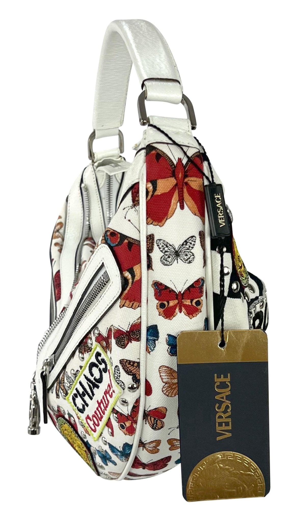 NWT S/S 2005 Versace by Donatella Chaos Couture White Crescent Shoulder Bag - RealList