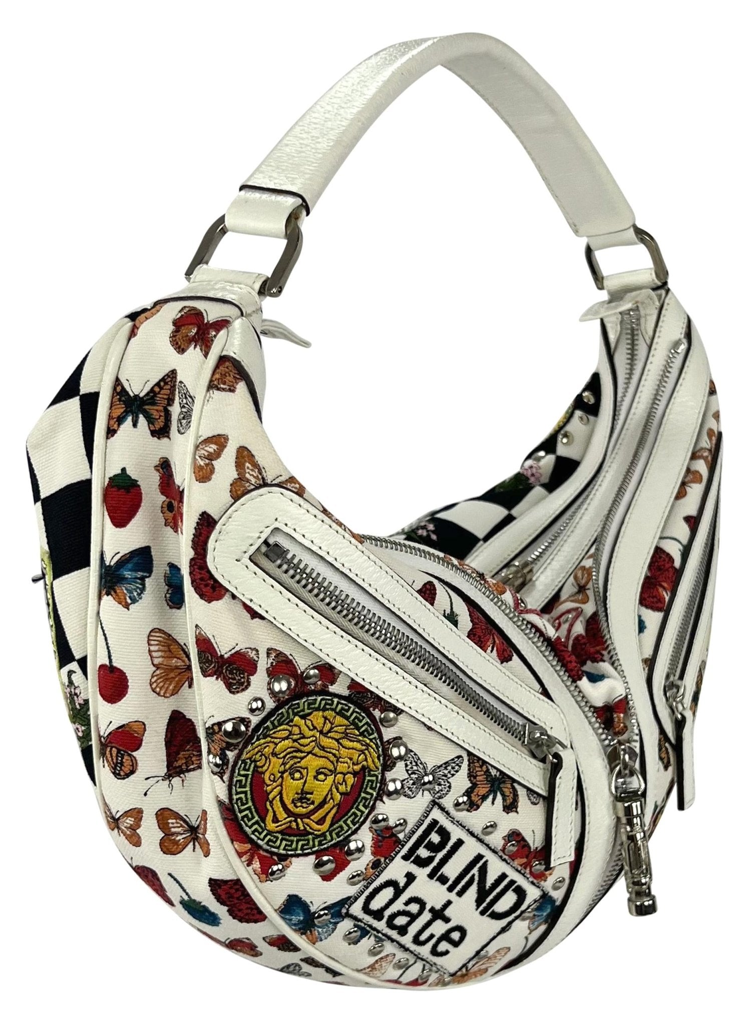 NWT S/S 2005 Versace by Donatella Chaos Couture White Crescent Shoulder Bag - RealList