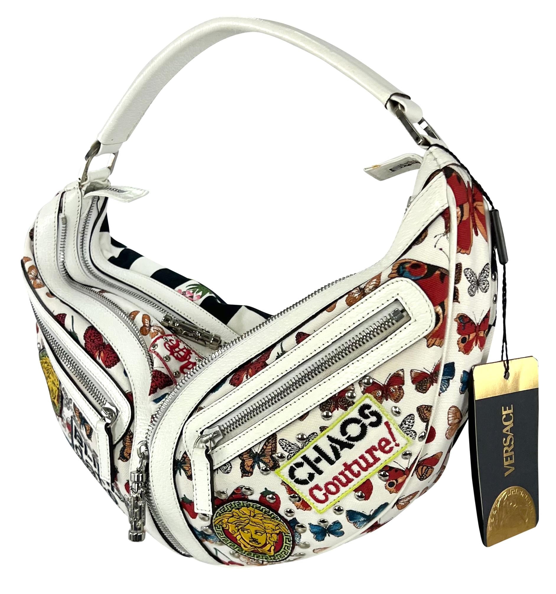 NWT S/S 2005 Versace by Donatella Chaos Couture White Crescent Shoulder Bag - RealList