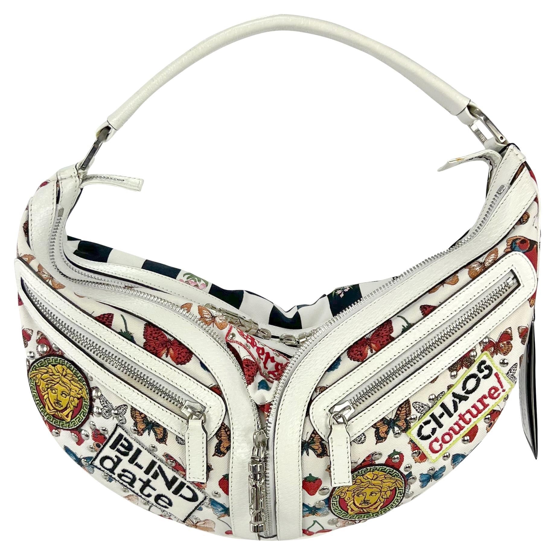 NWT S/S 2005 Versace by Donatella Chaos Couture White Crescent Shoulder Bag - RealList