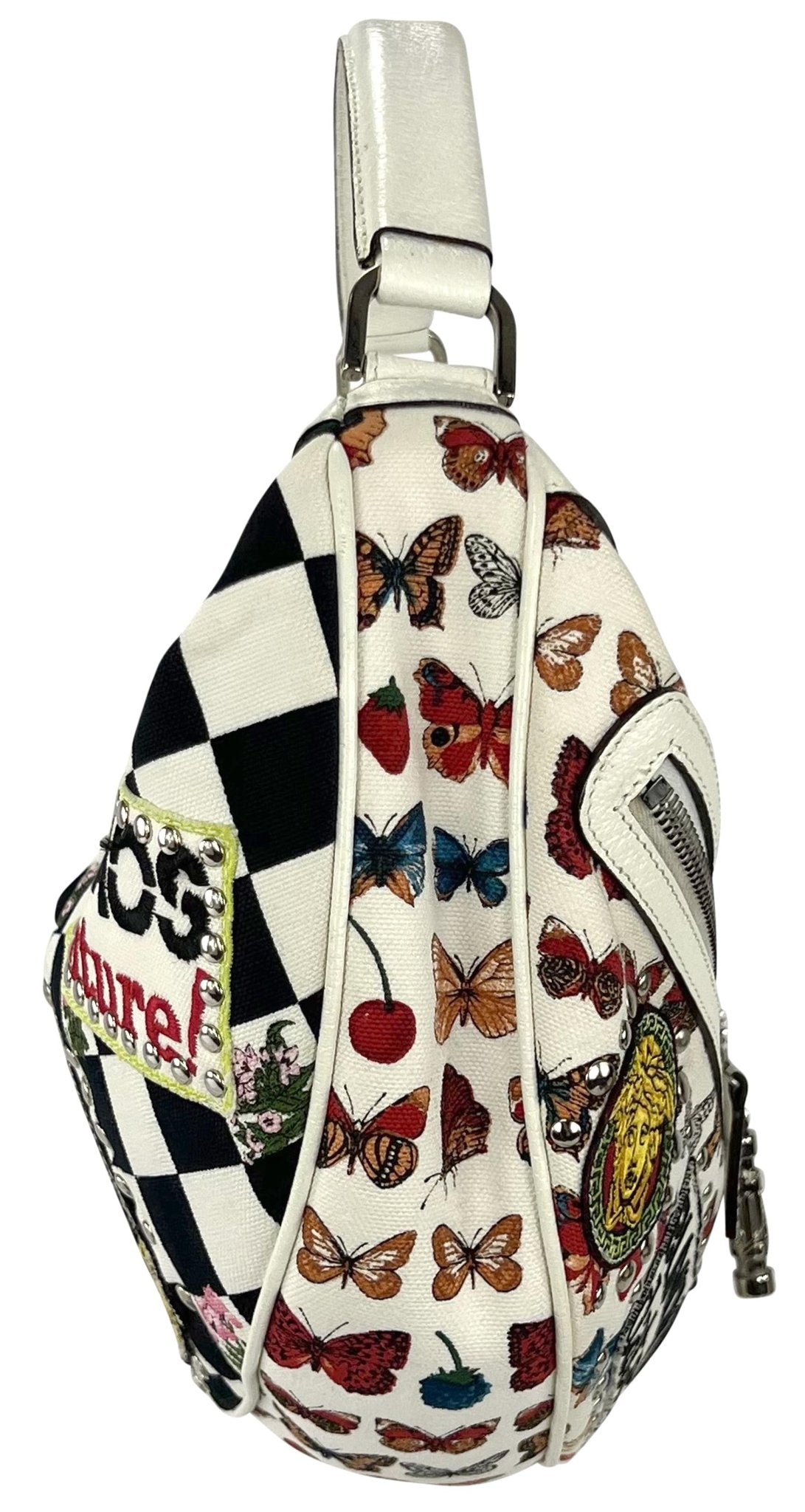 NWT S/S 2005 Versace by Donatella Chaos Couture White Crescent Shoulder Bag - RealList