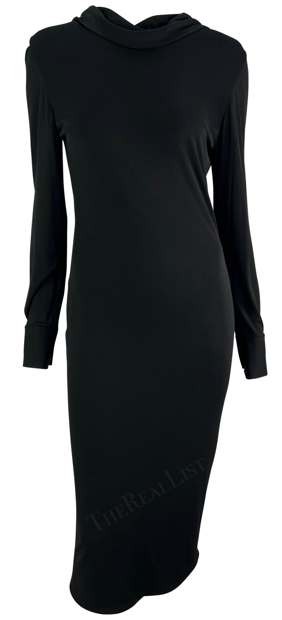 NWT S/S 2006 Alexander McQueen Gold Chain Backless Black Cowl Dress - RealList