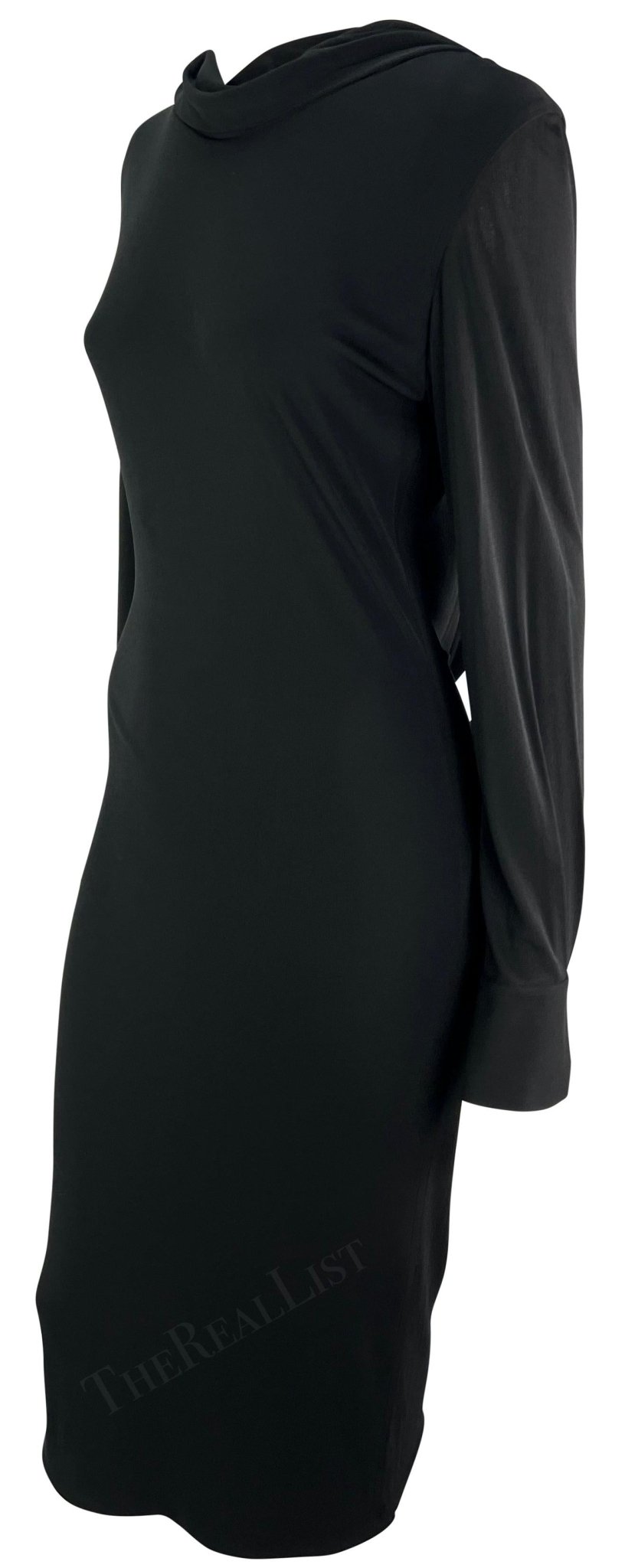 NWT S/S 2006 Alexander McQueen Gold Chain Backless Black Cowl Dress - RealList