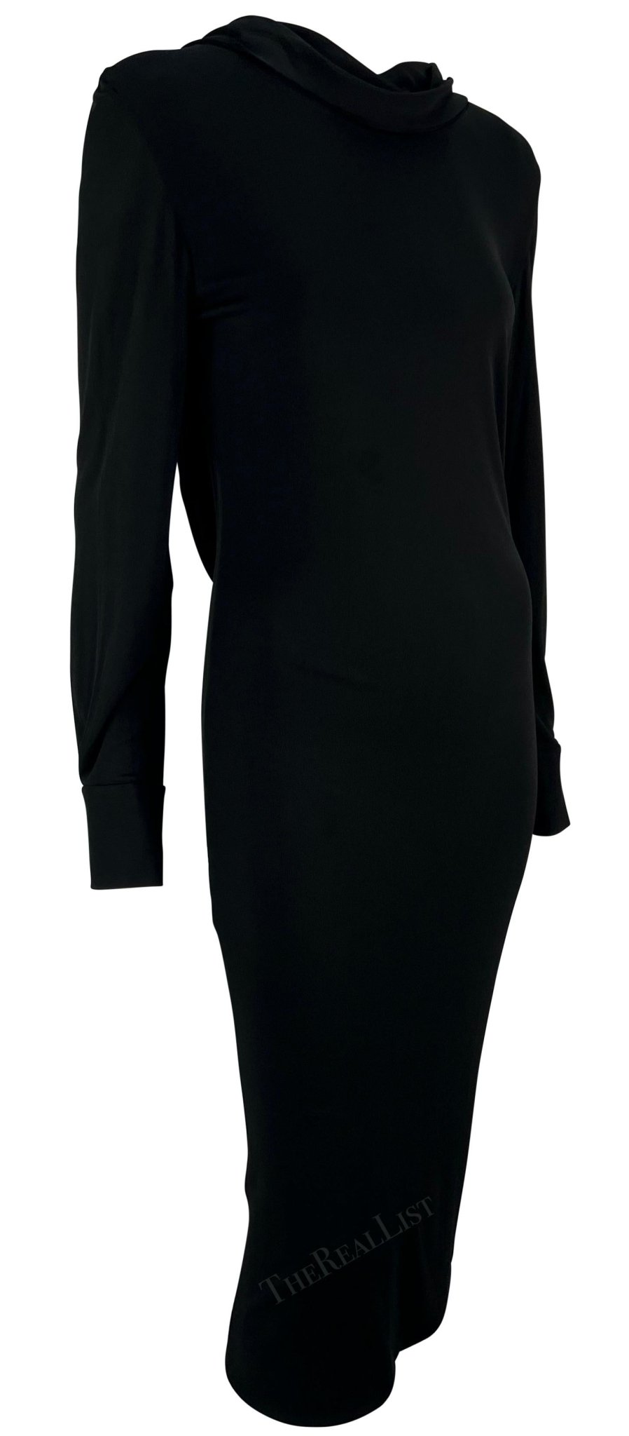 NWT S/S 2006 Alexander McQueen Gold Chain Backless Black Cowl Dress - RealList