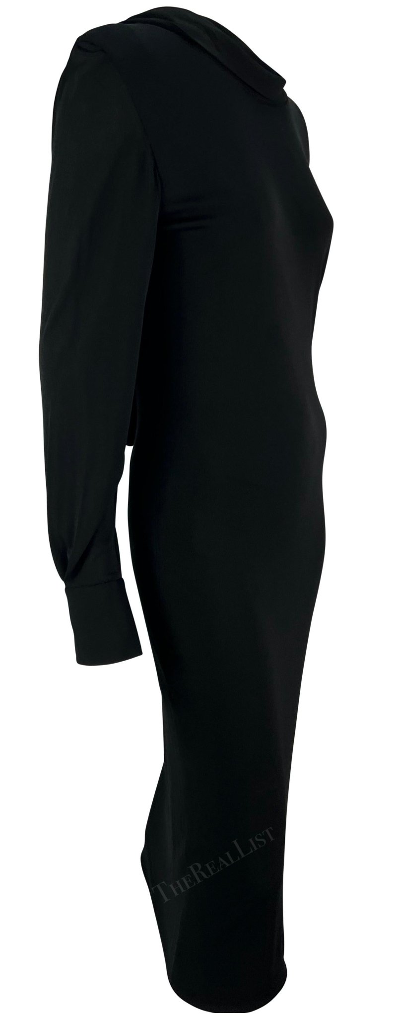 NWT S/S 2006 Alexander McQueen Gold Chain Backless Black Cowl Dress - RealList