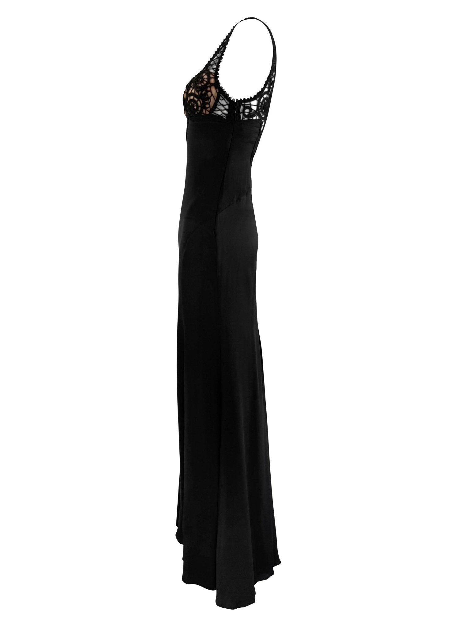 NWT S/S 2006 Versace by Donatella Sheer Plunging Backless Silk Satin Slip Gown - RealList