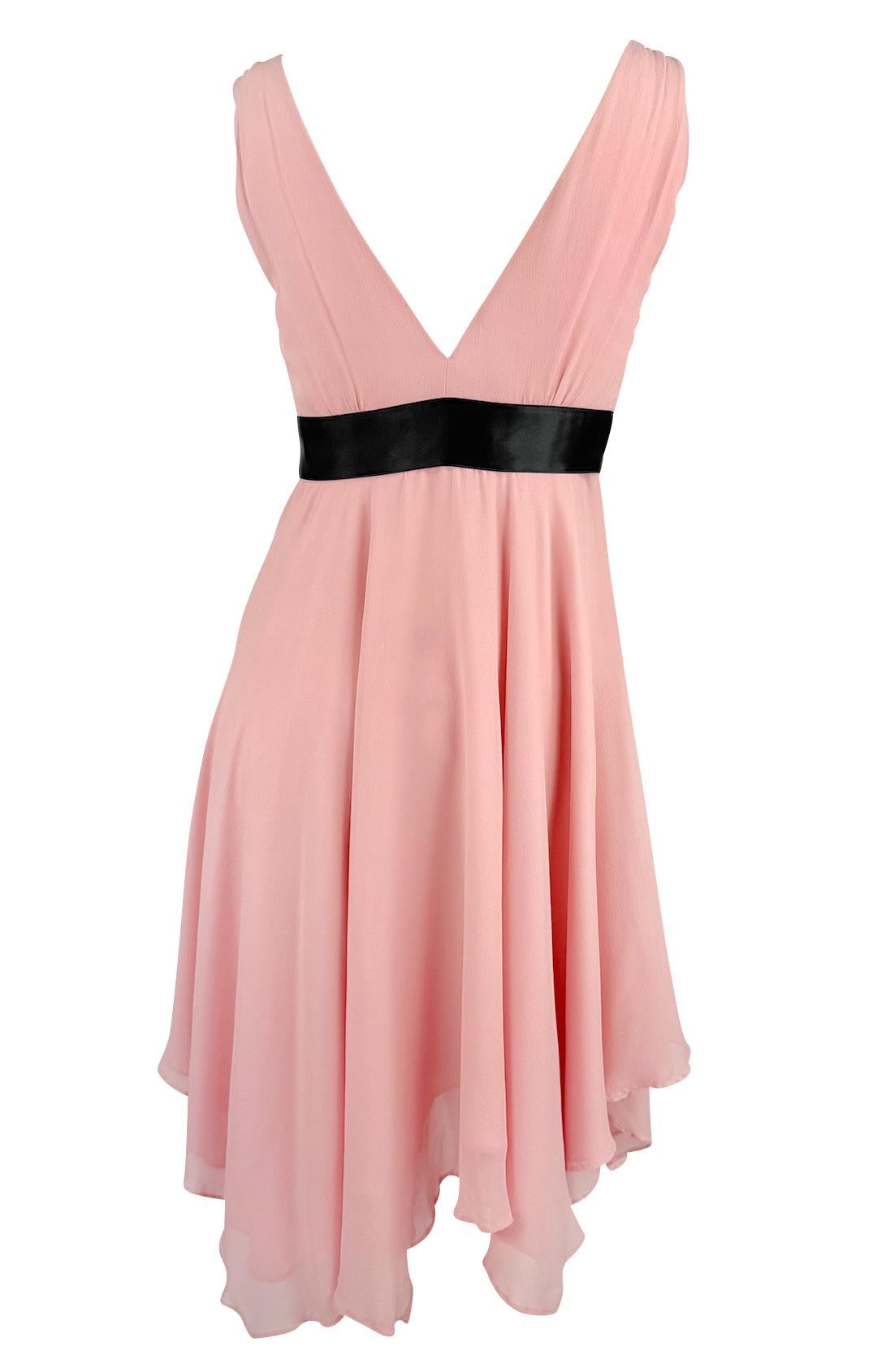 NWT S/S 2007 Michael Kors Runway Pink Chiffon Flare Ribbon Trim Ballerina Dress - RealList