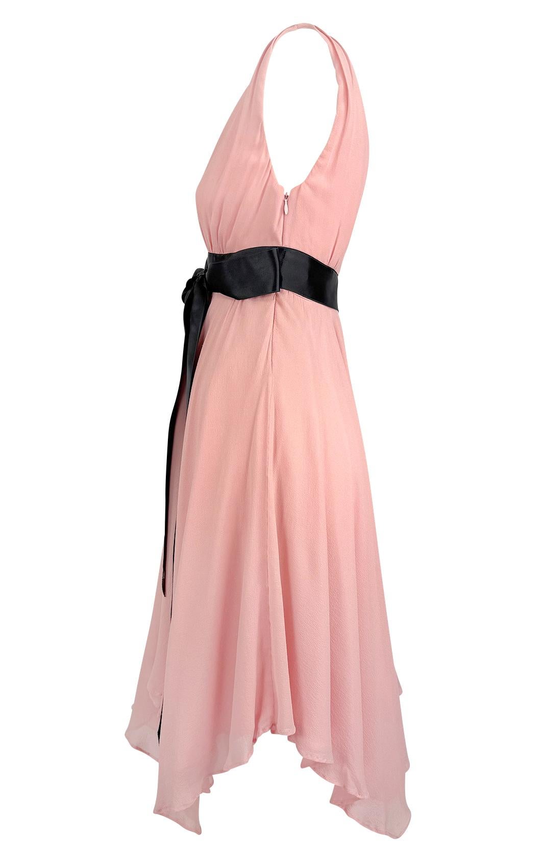 NWT S/S 2007 Michael Kors Runway Pink Chiffon Flare Ribbon Trim Ballerina Dress - RealList