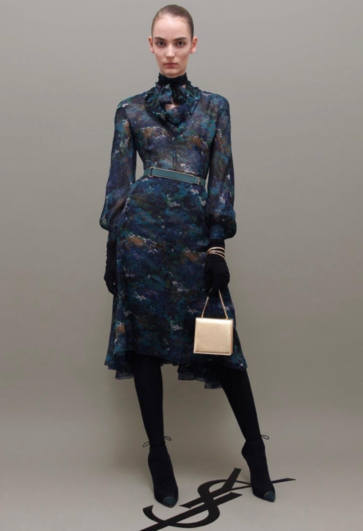 Pre - Fall 2011 Yves Saint Laurent Gold Tone Quilted Leather Crossbody Evening Bag - RealList