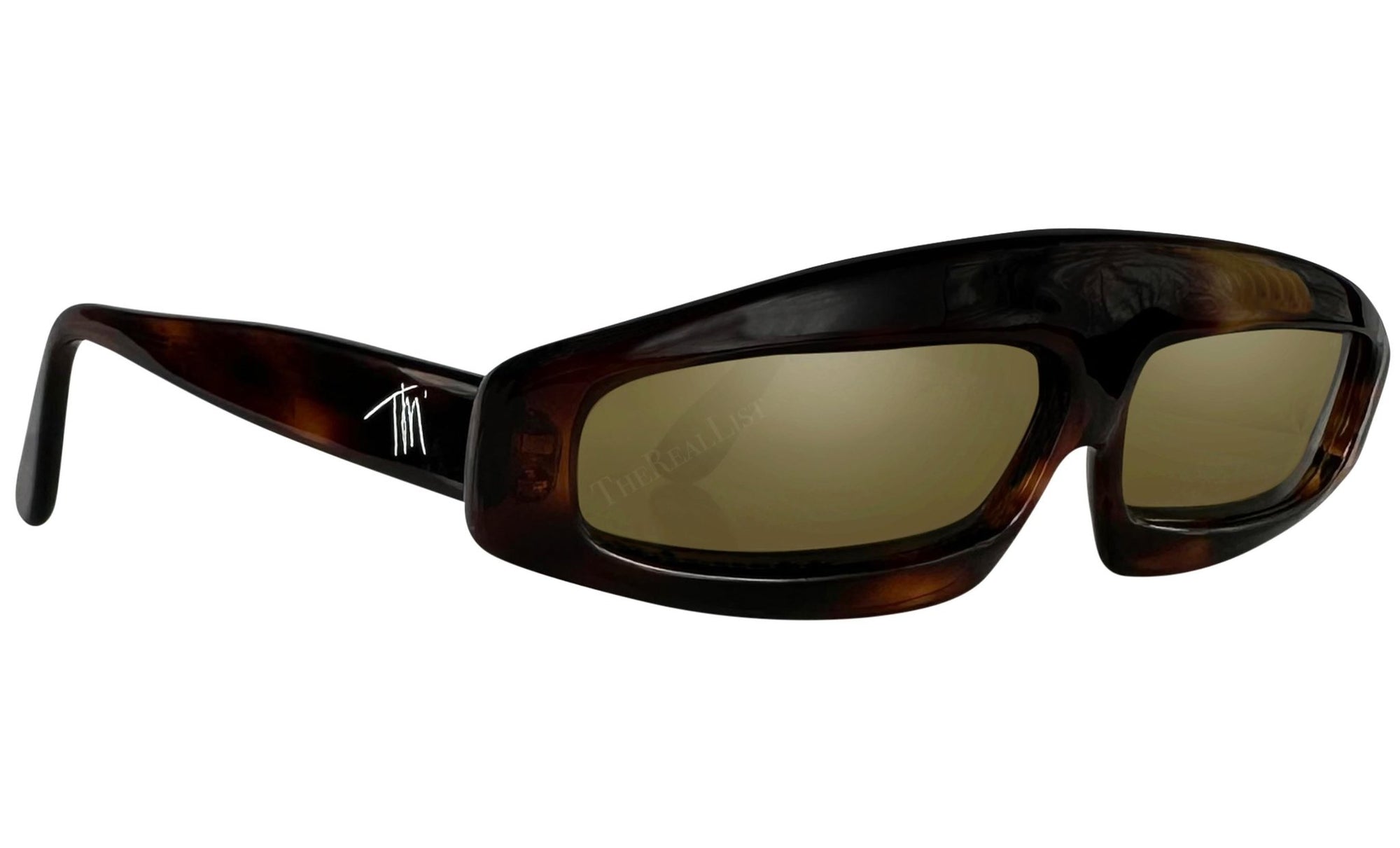 S/S 1979 Thierry Mugler Runway Brown Faux Tortoise Shell Rounded Sunglasses - RealList