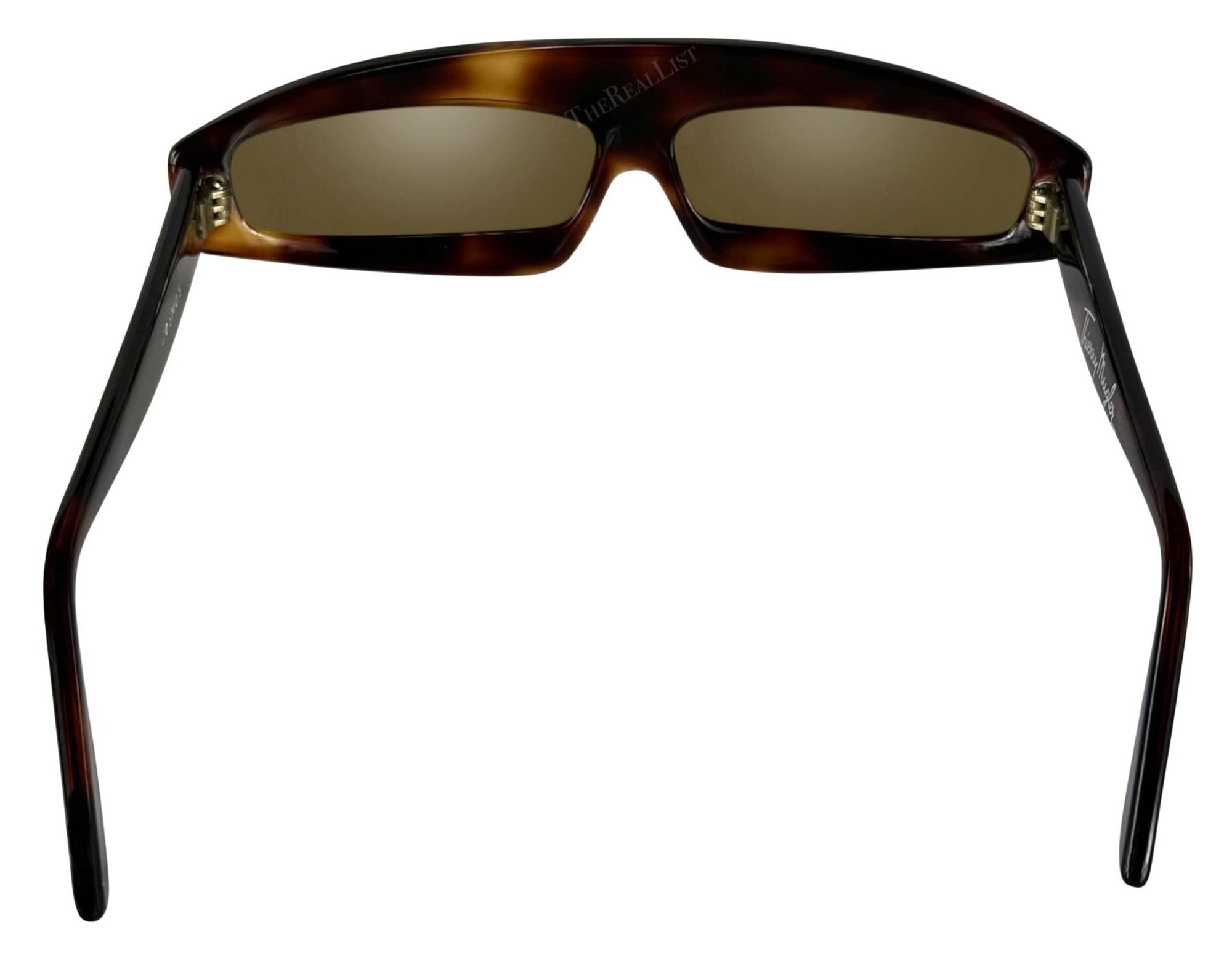 S/S 1979 Thierry Mugler Runway Brown Faux Tortoise Shell Rounded Sunglasses - RealList