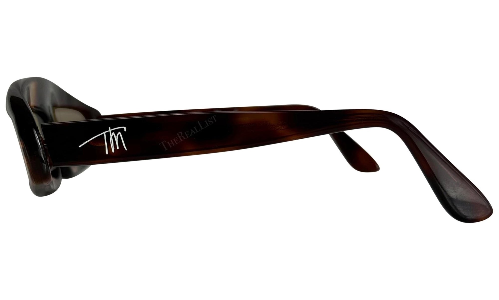 S/S 1979 Thierry Mugler Runway Brown Faux Tortoise Shell Rounded Sunglasses - RealList