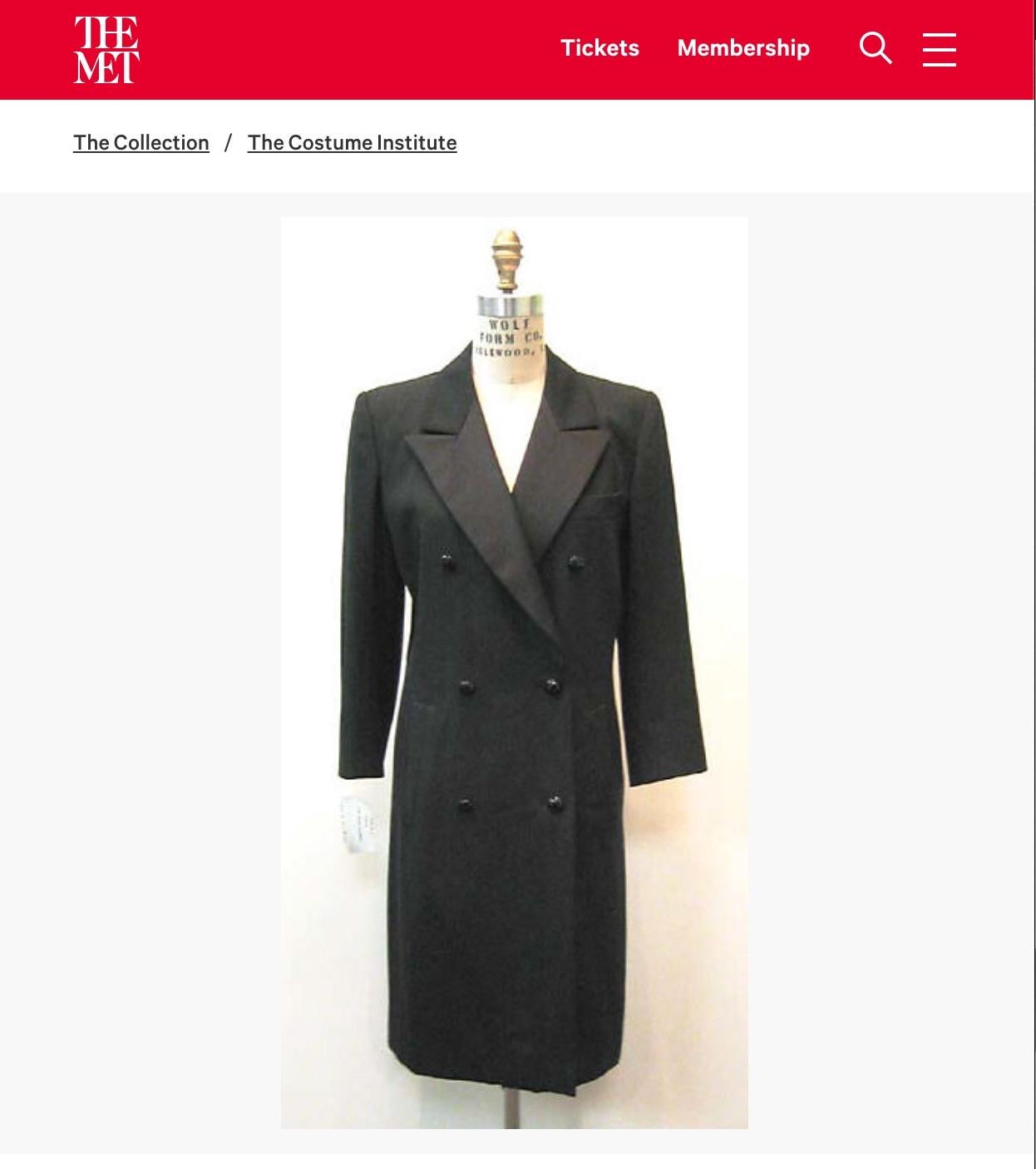 S/S 1983 Saint Laurent Rive Gauche Runway Ad Black 'Le Smoking' Tuxedo Dress - RealList