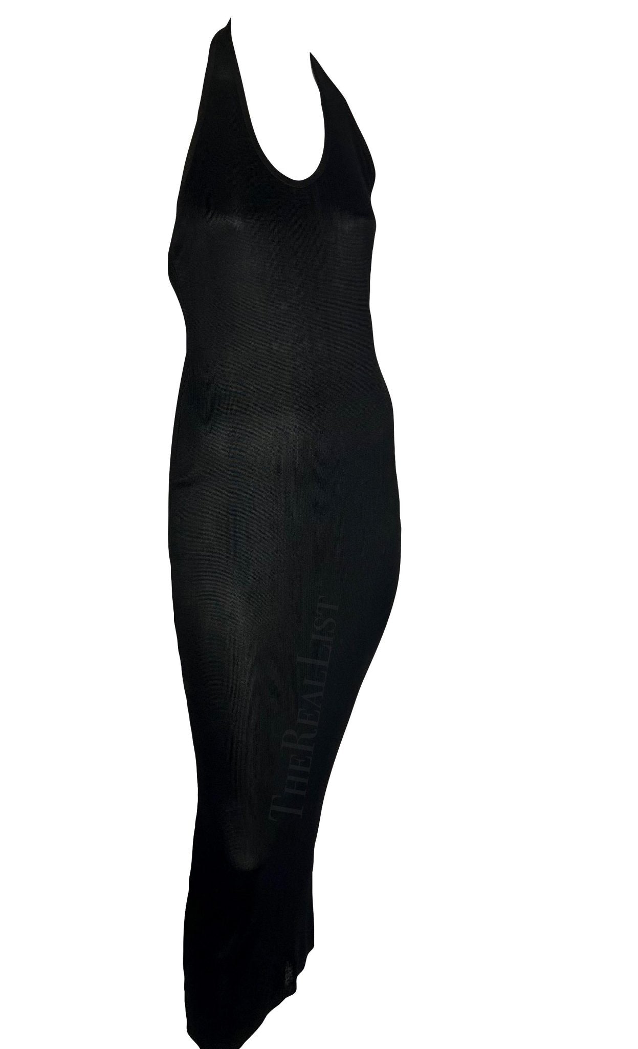 S/S 1986 Azzedine Alaïa Black Knit Halter Neck Bodycon Backless Dress - RealList