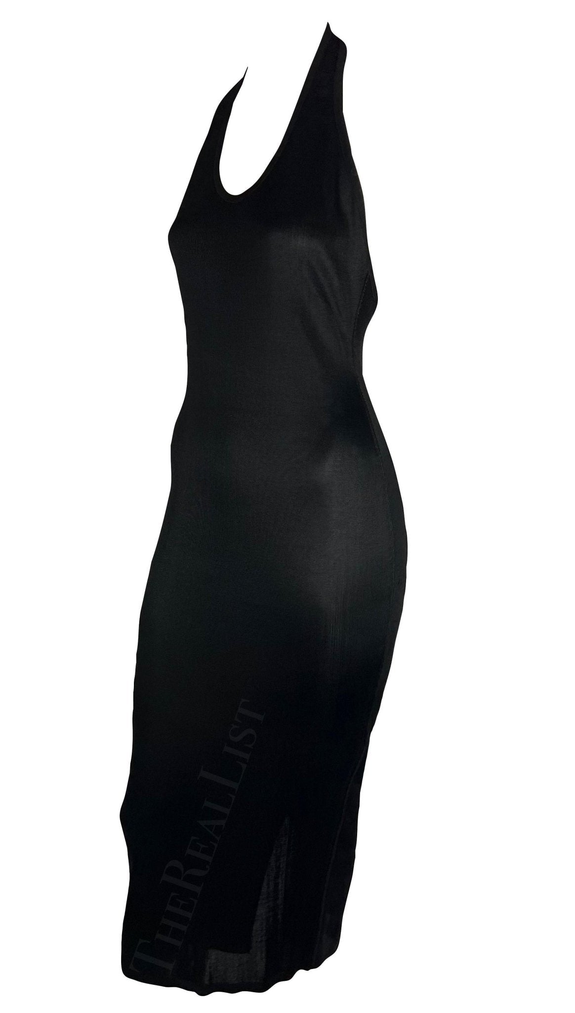 S/S 1986 Azzedine Alaïa Black Knit Halter Neck Bodycon Backless Dress - RealList