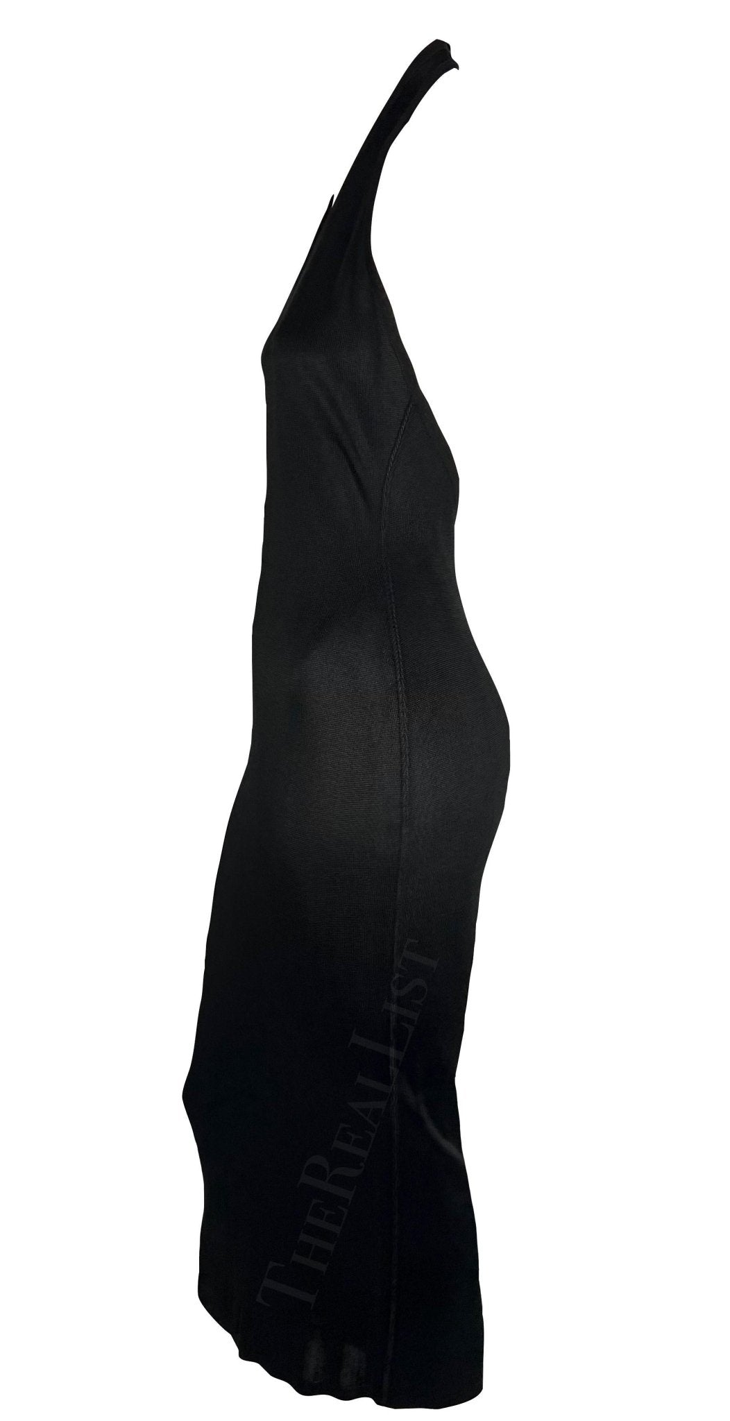 S/S 1986 Azzedine Alaïa Black Knit Halter Neck Bodycon Backless Dress - RealList
