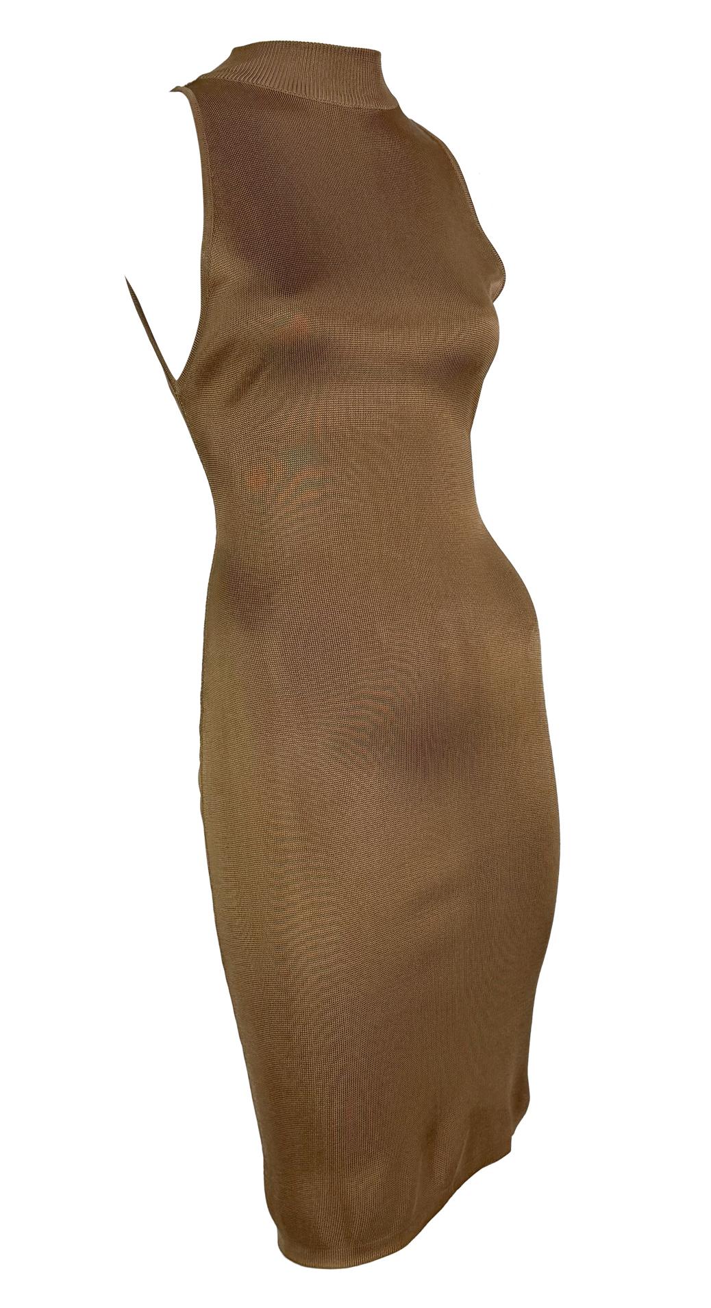 S/S 1986 Azzedine Alaïa Runway Shiny Copper Tone Sleeveless Bodycon Dress - RealList