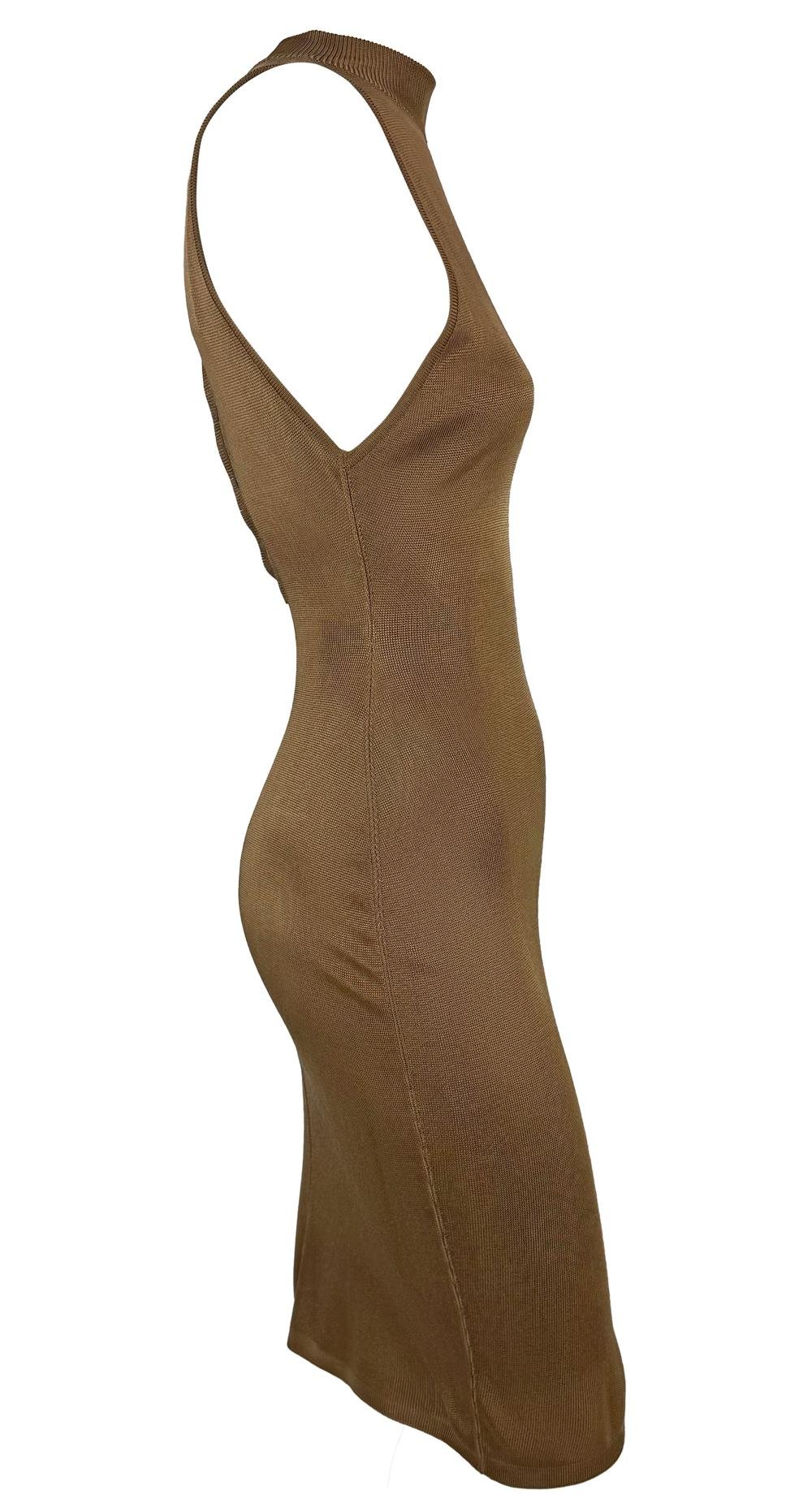 S/S 1986 Azzedine Alaïa Runway Shiny Copper Tone Sleeveless Bodycon Dress - RealList